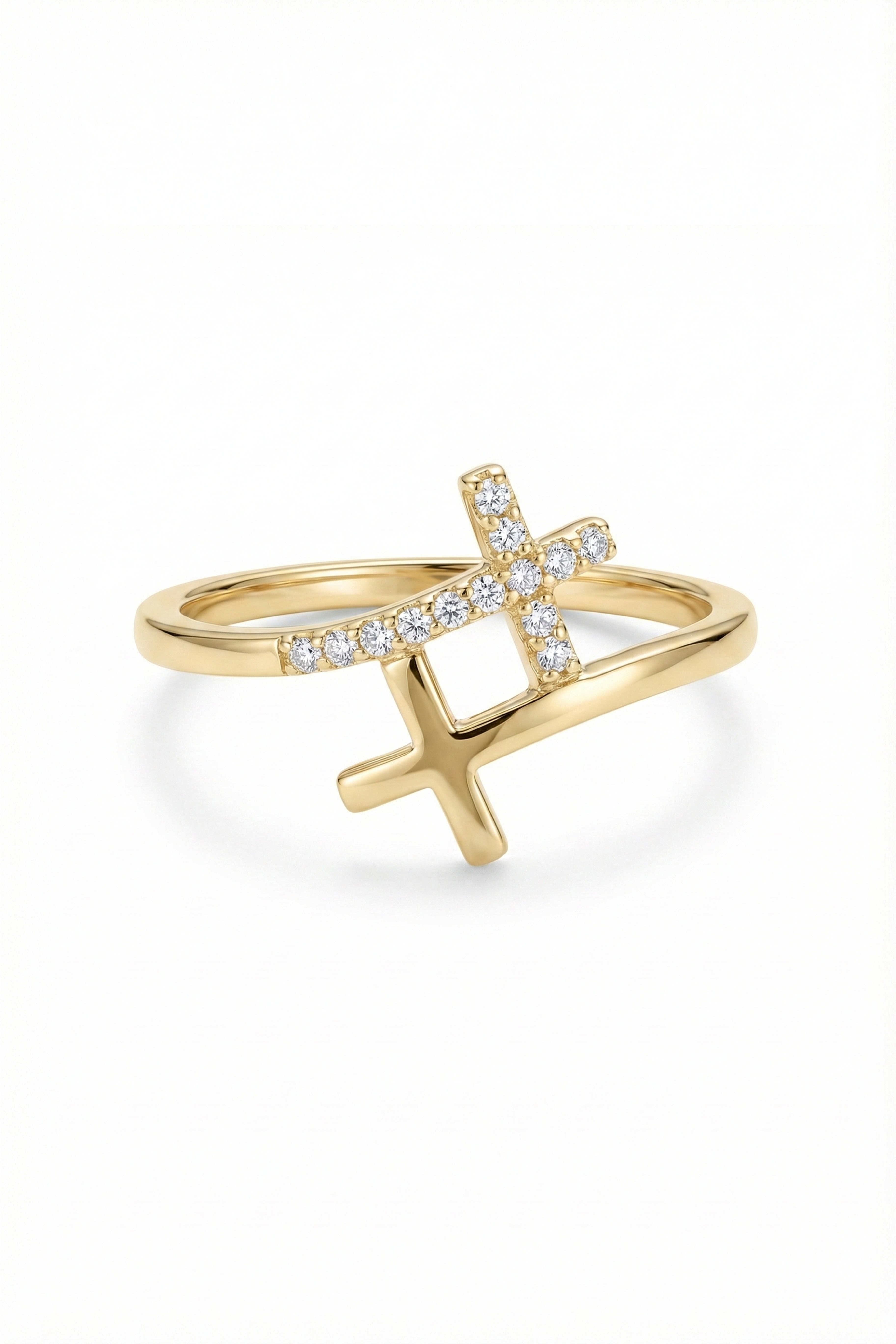 14k Gold Cross Harmony Ring