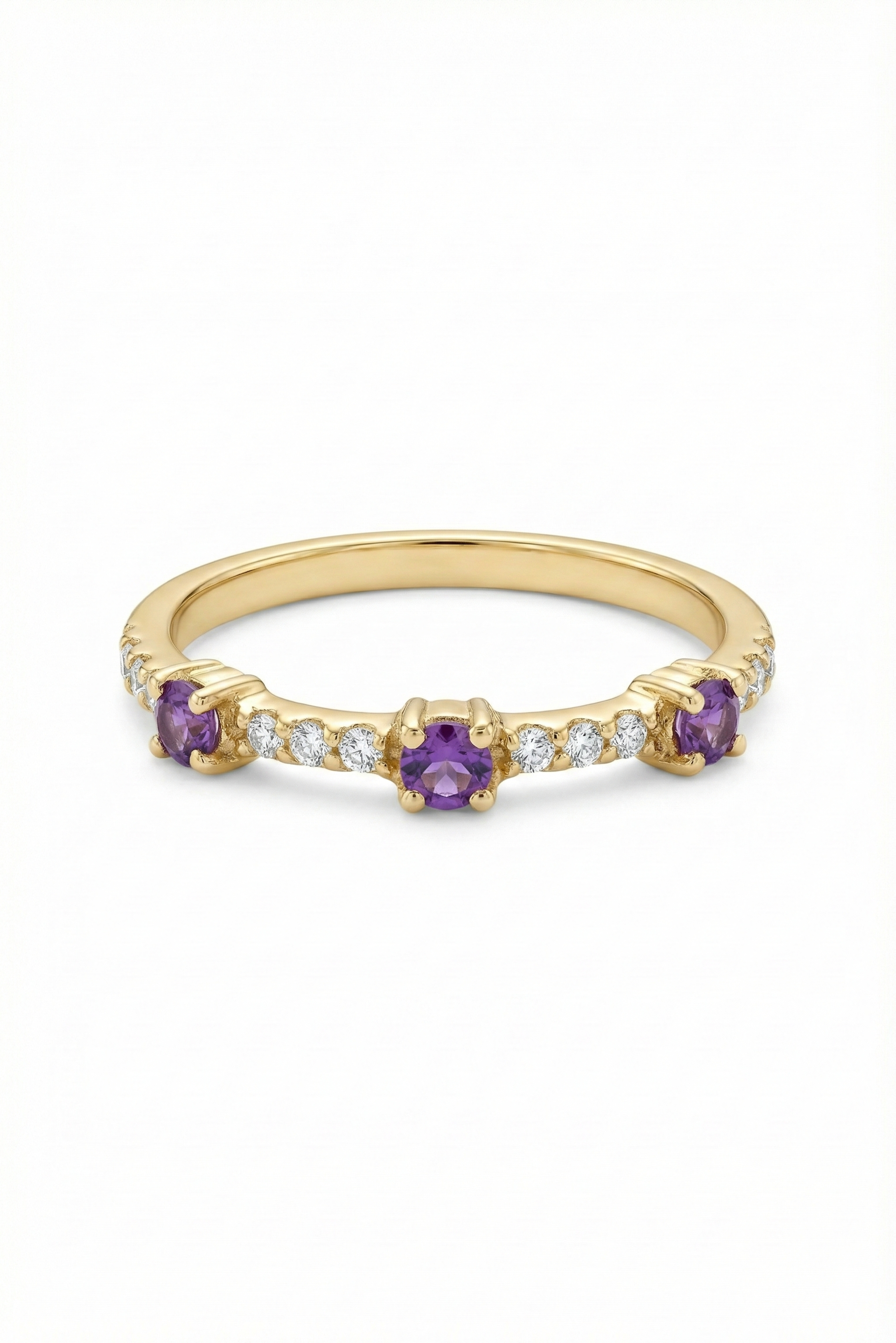 14k Gold Dainty Violet Amethyst Ring
