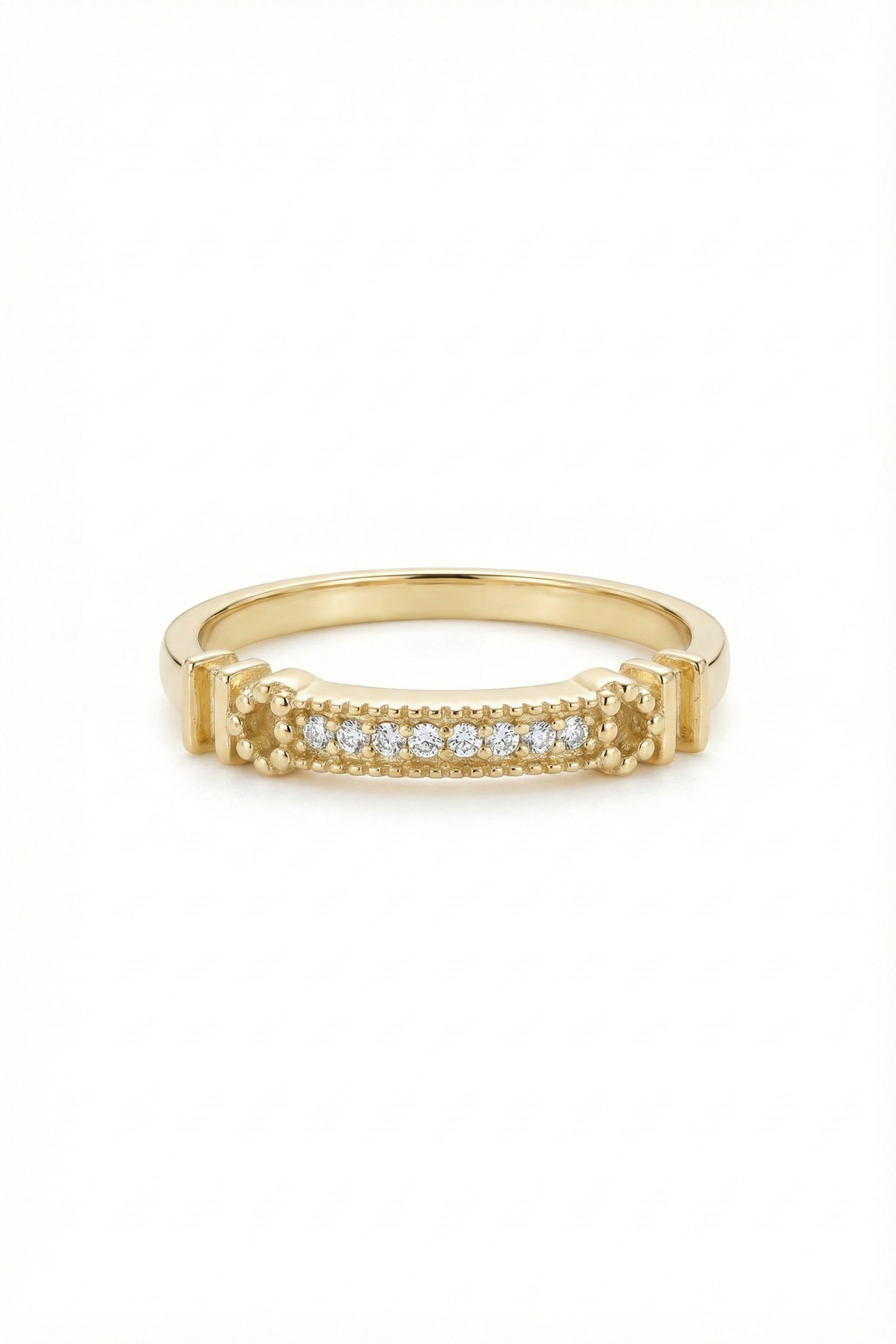 14k Gold Diamond Bar Ring