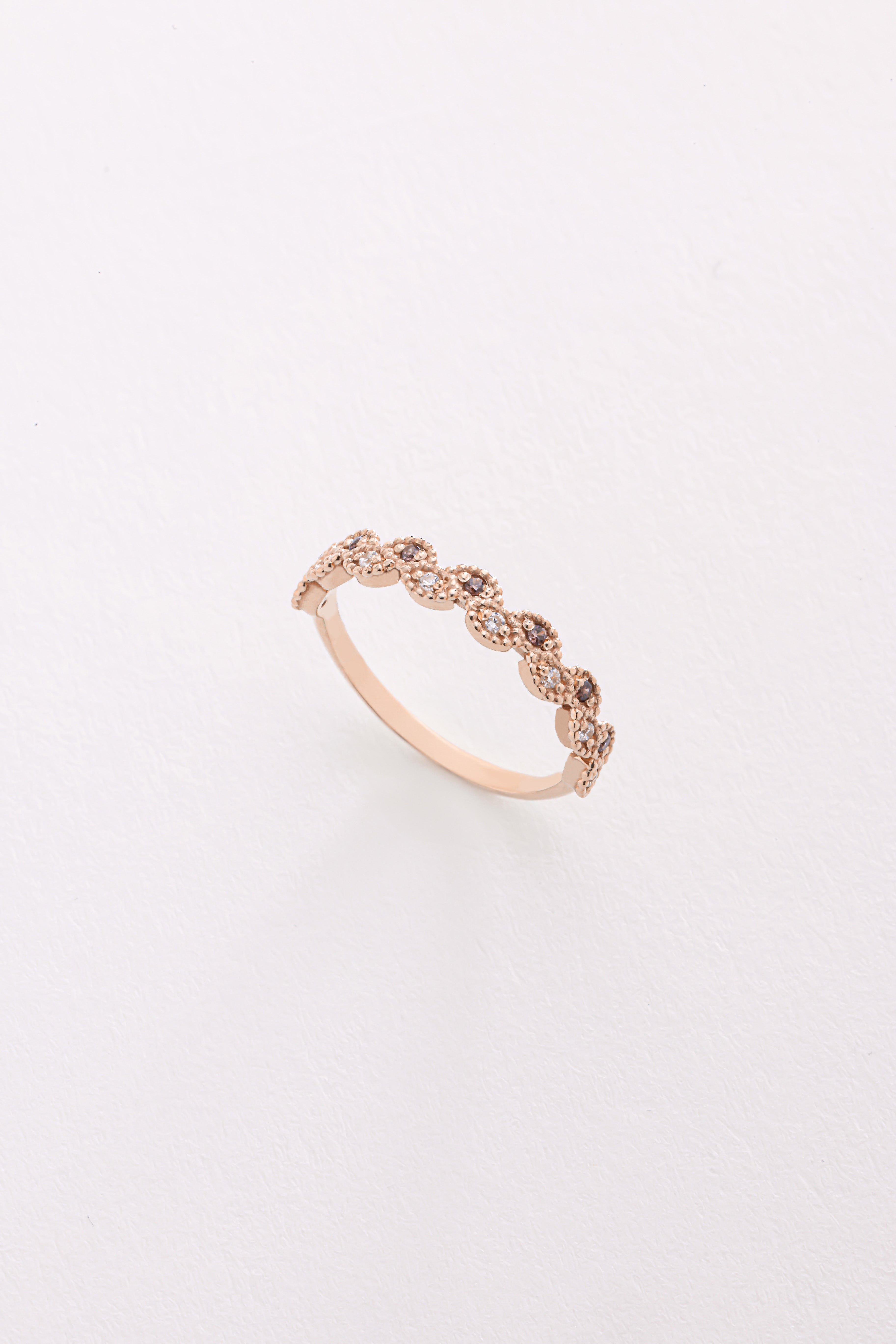 14k Gold Brown Diamond Marquise Band