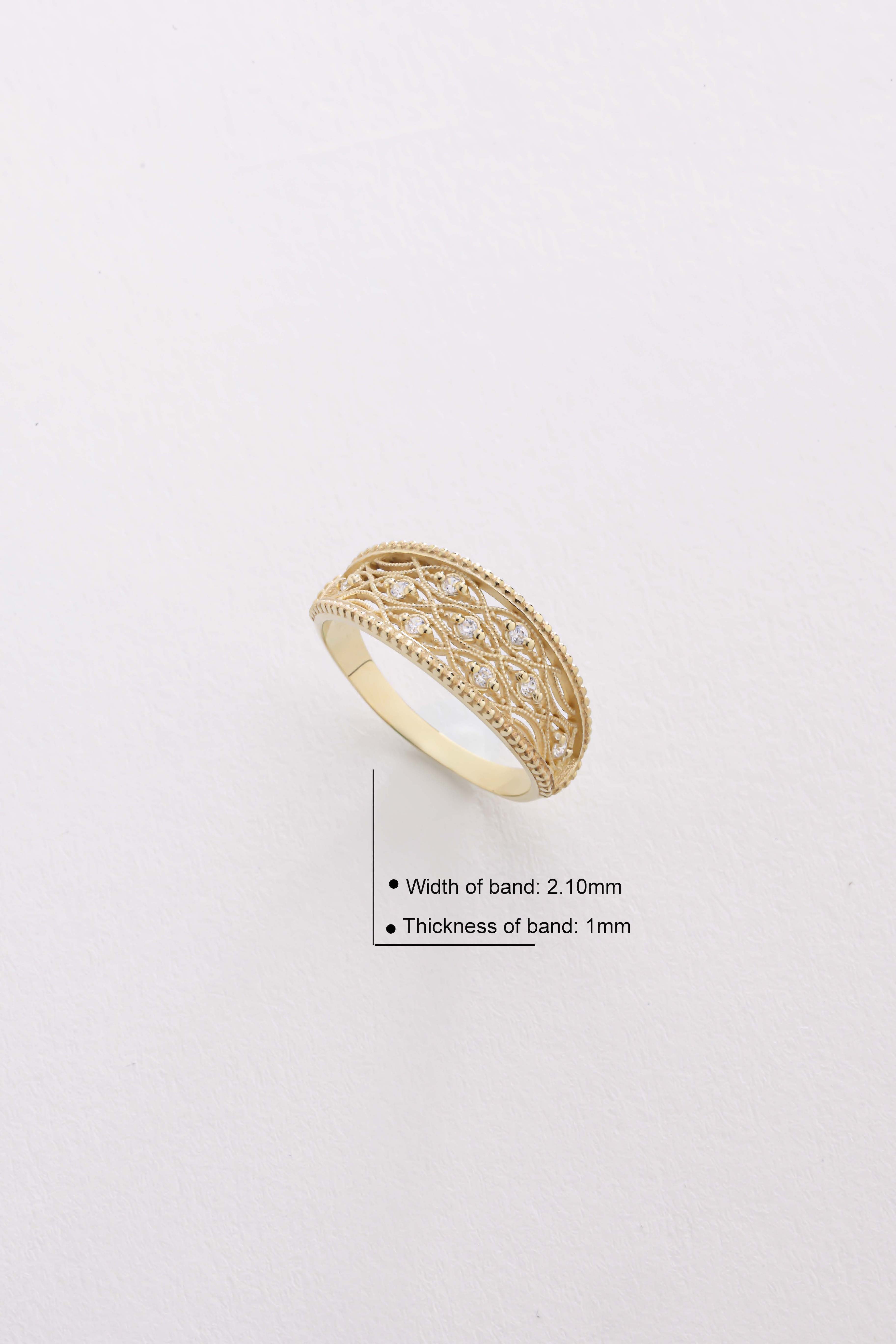 14k Gold Filigree Diamond Band