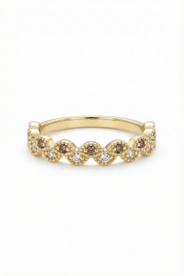 14K Gold Brown Diamond Marquise Band