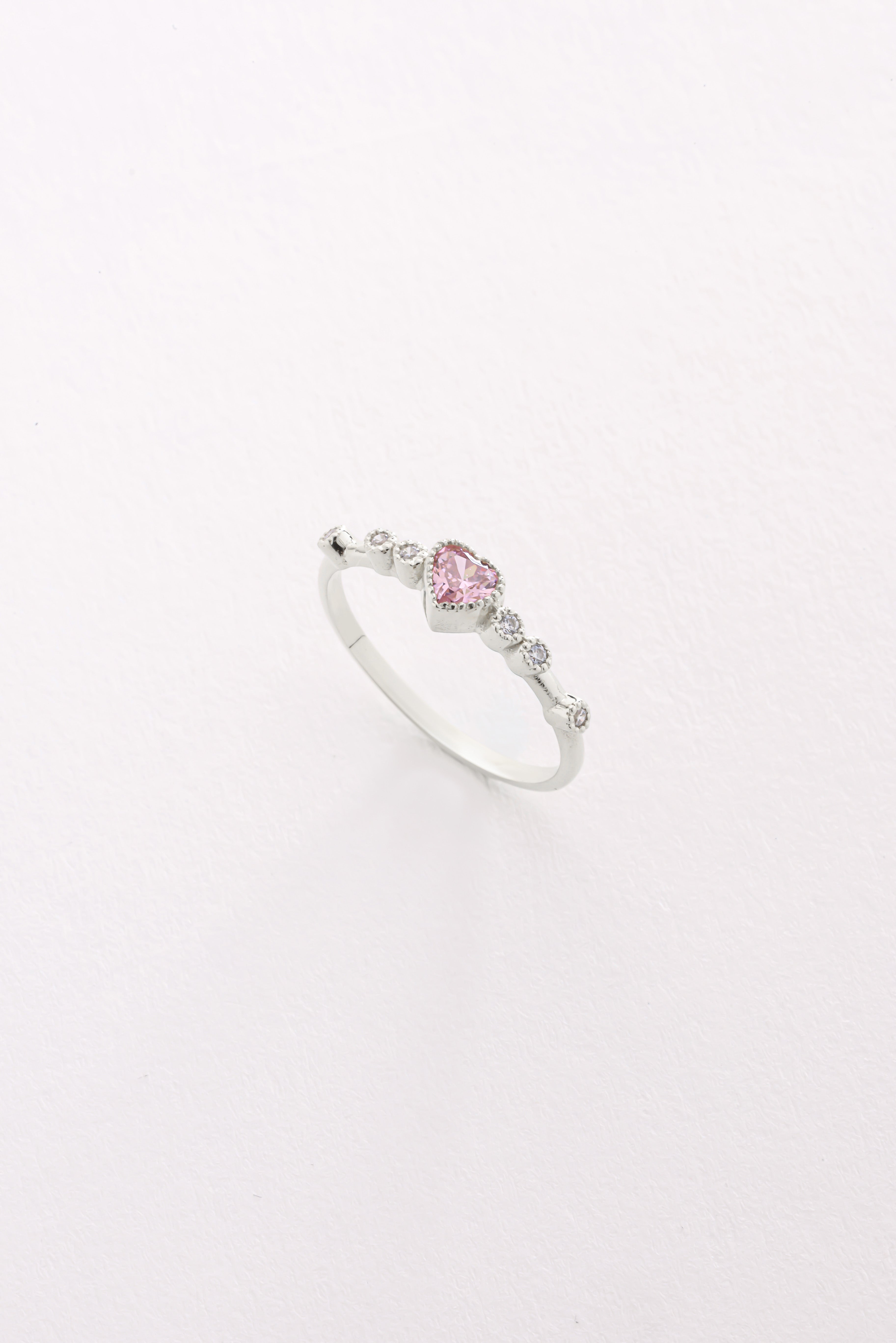 14k Gold Pink Sapphire Heart Ring