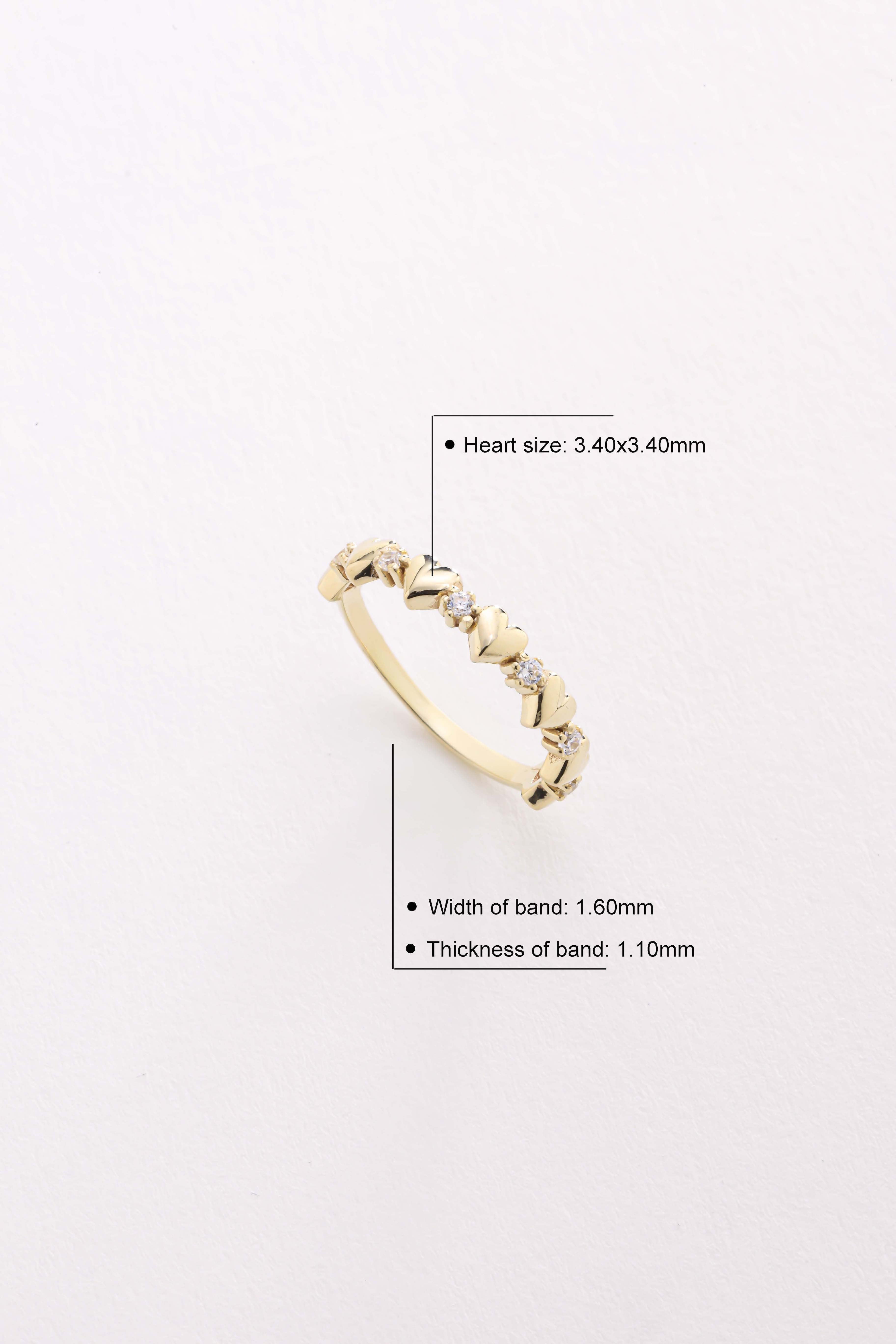 14k Gold Heart Solid Band Ring