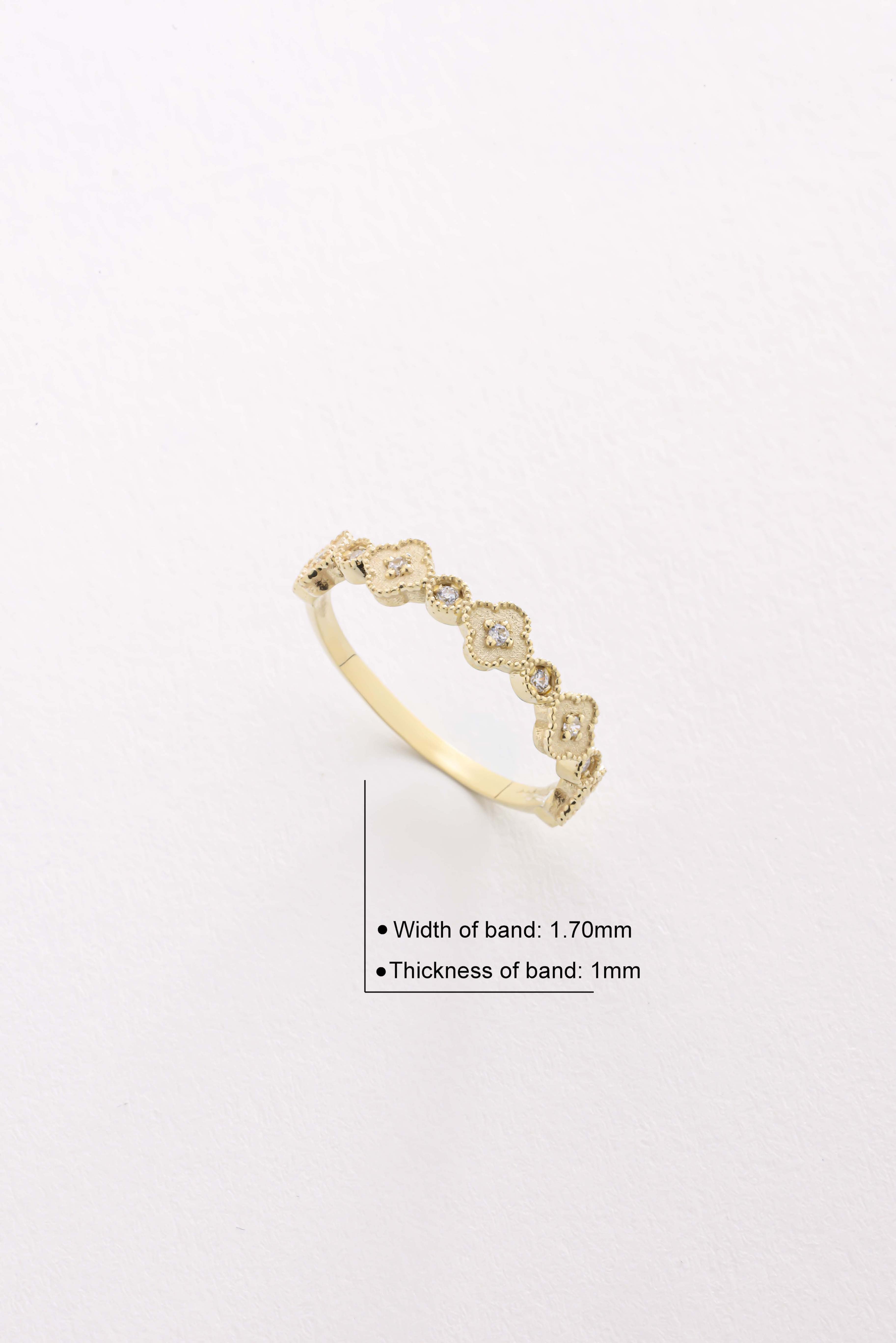 14k Gold Floral Diamond Band