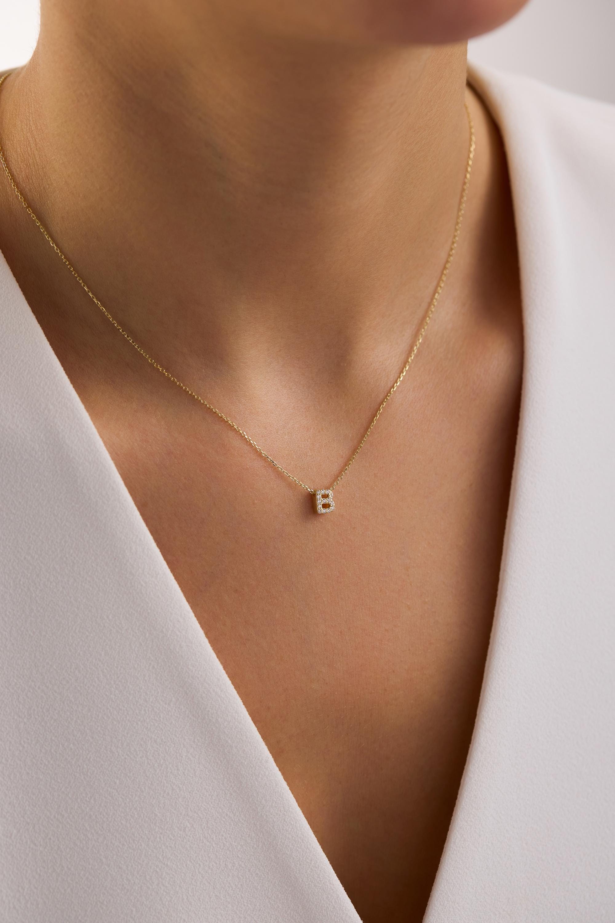 Diamonds Initial Letter Necklace