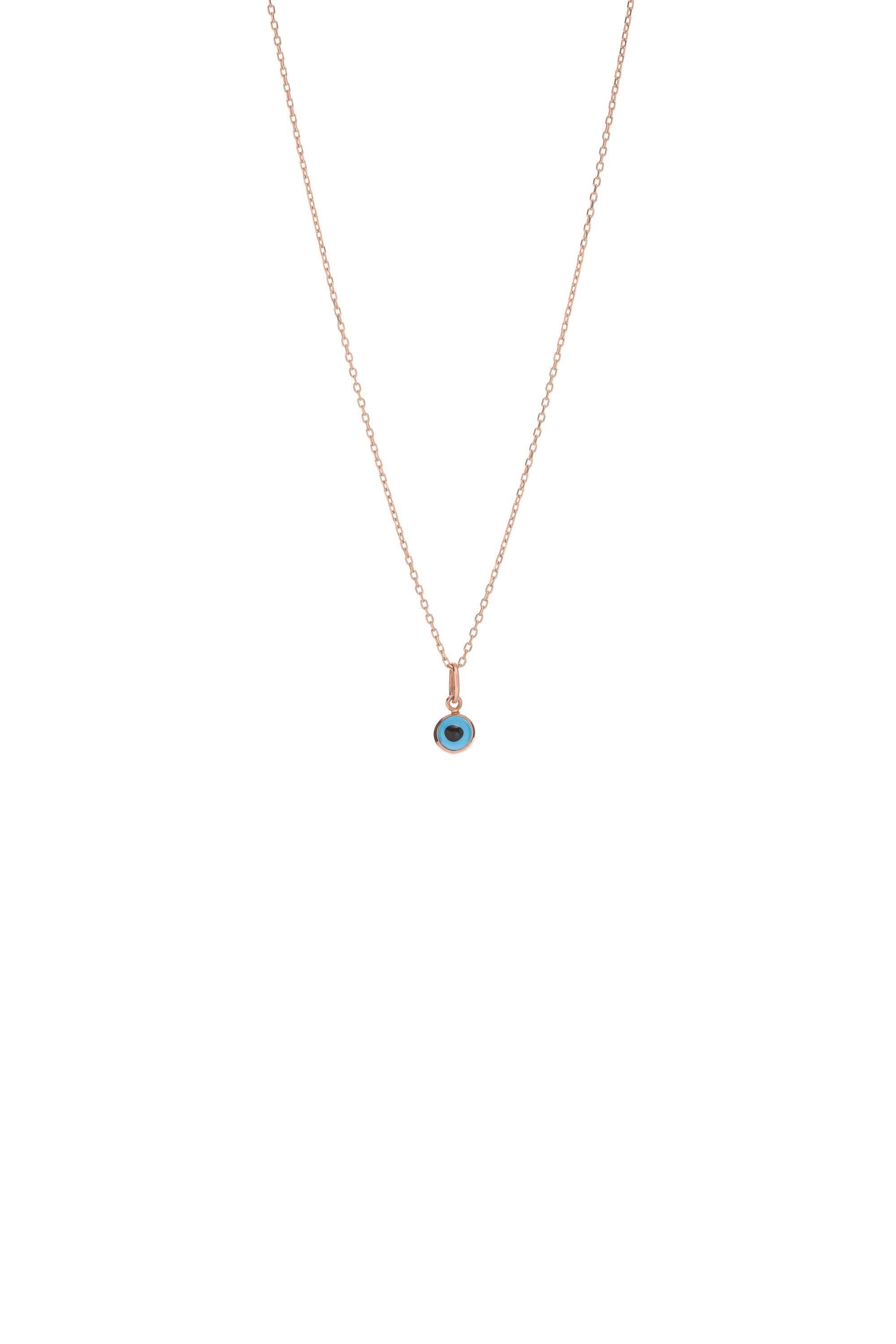 14K Solid Gold Evil Eye Necklace