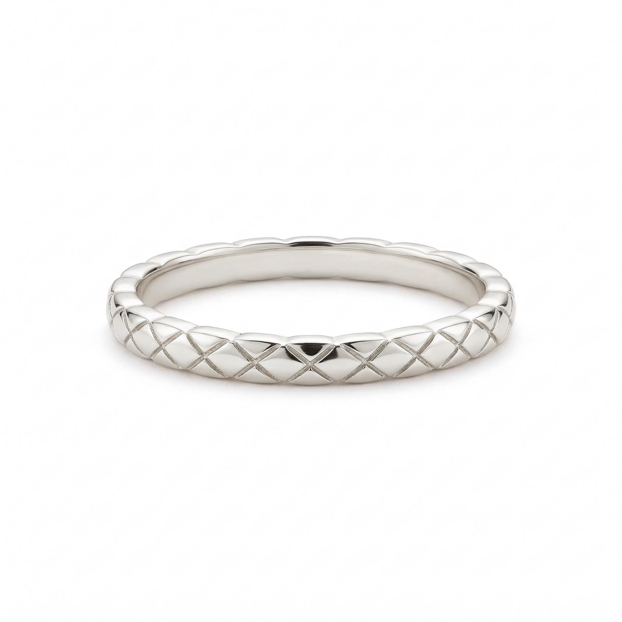 14K Gold Textured Band Ring Minimal Pattern Stacking Ring