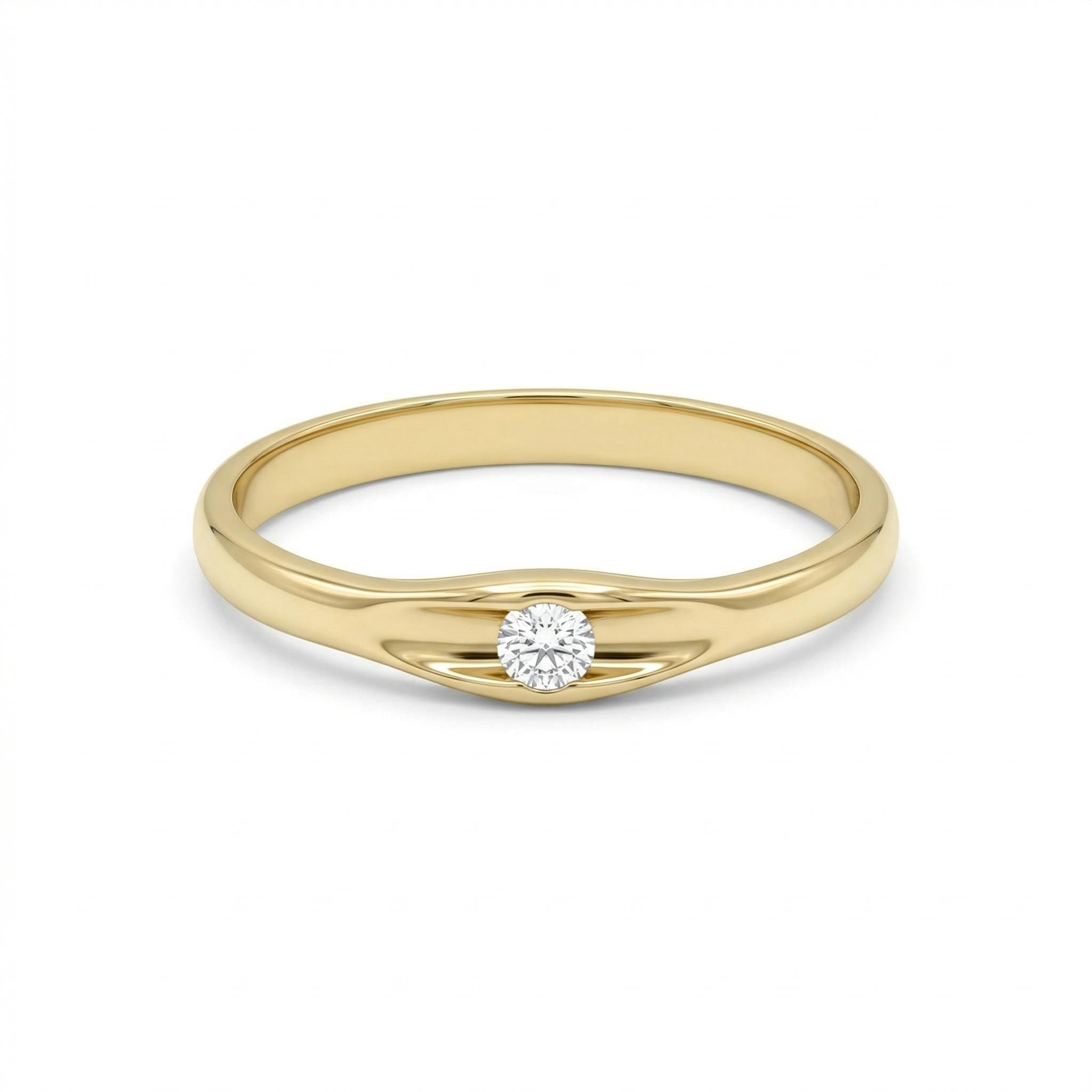 14K Gold Minimal Solitaire Diamond Ring