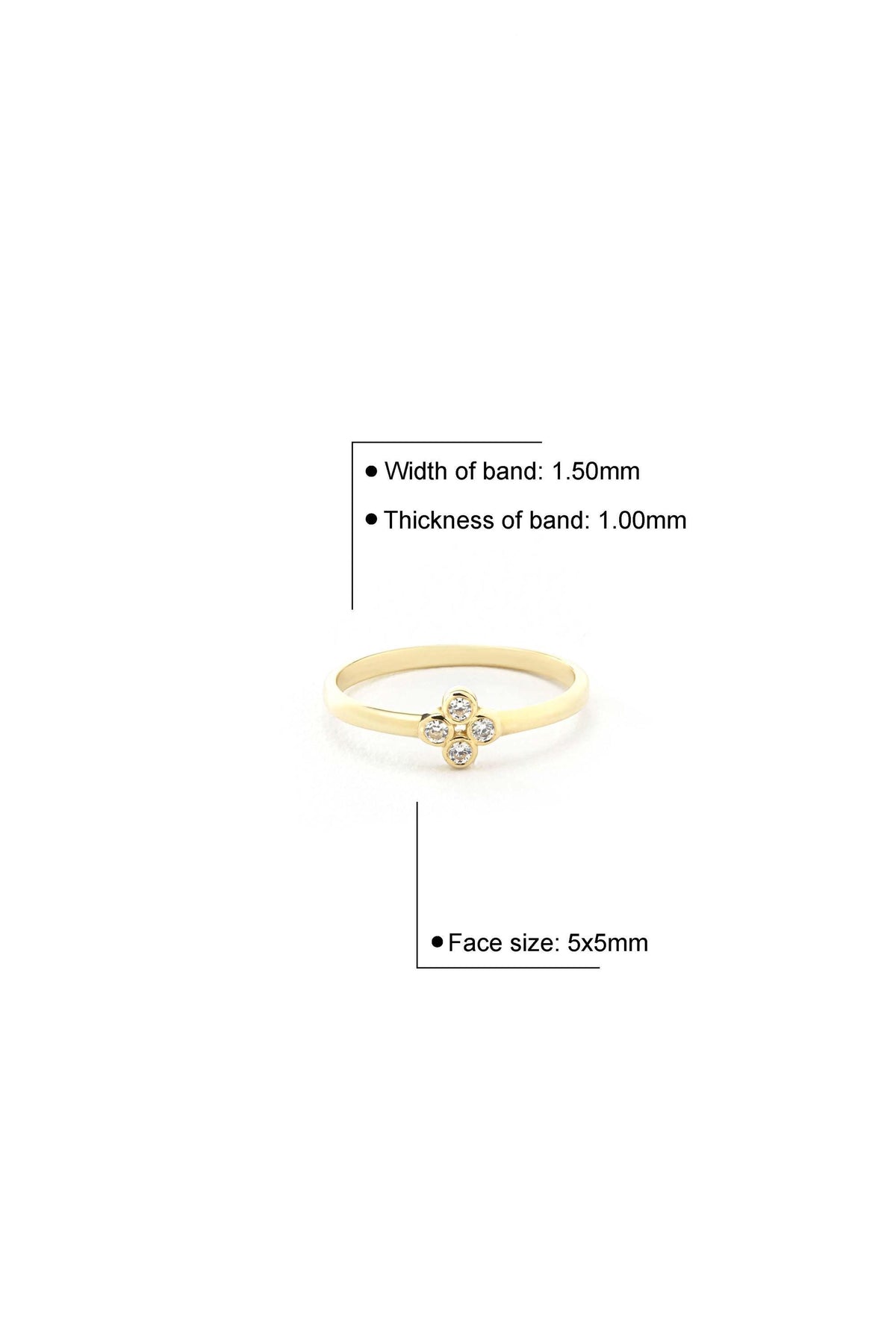 14K Solid Gold Four Diamond Ring