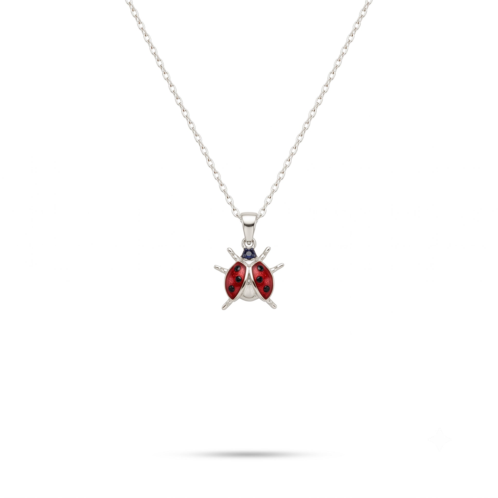 14K Gold Enamel Ladybug Pendant Necklace