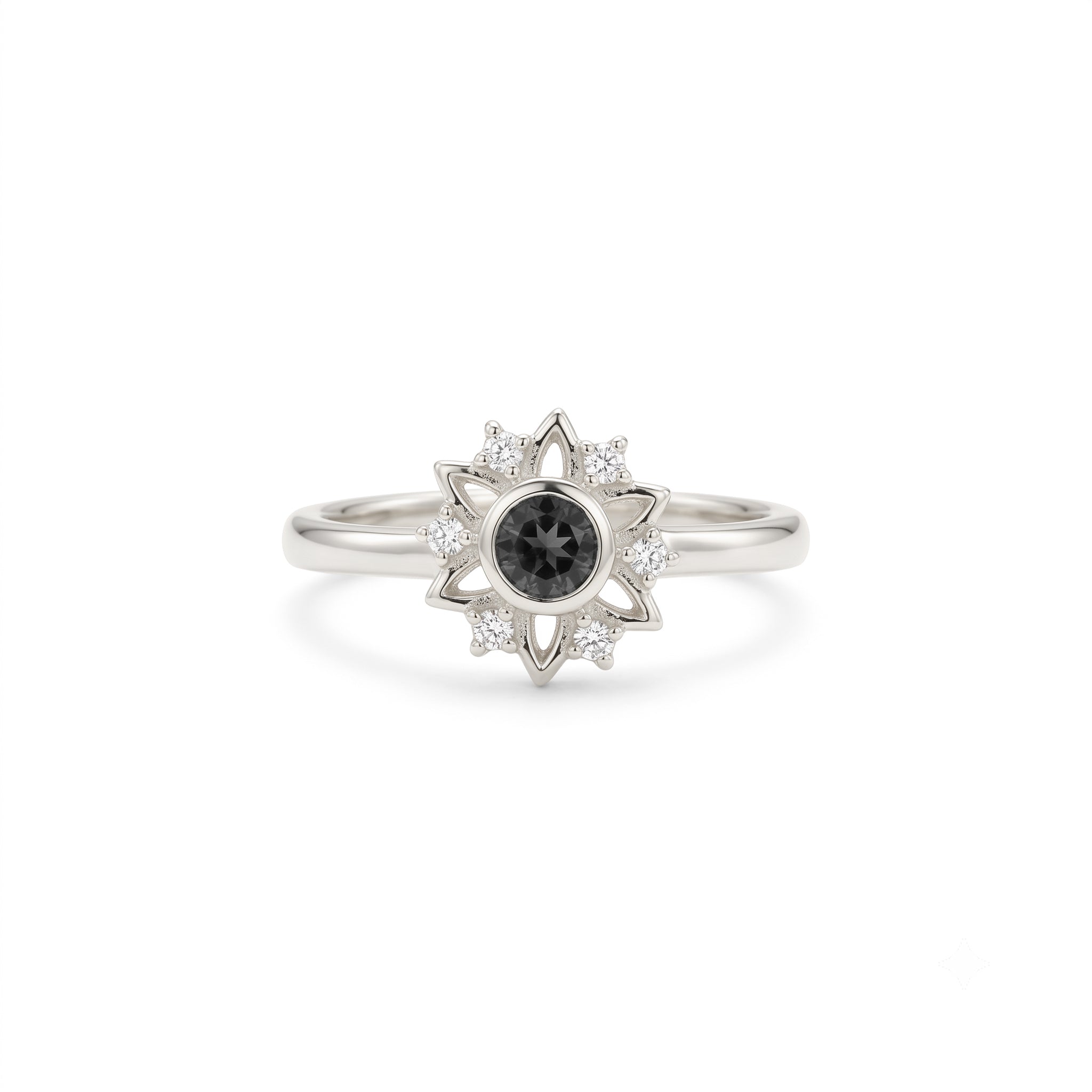 14K Gold Peridot Gemstone Sunburst Ring