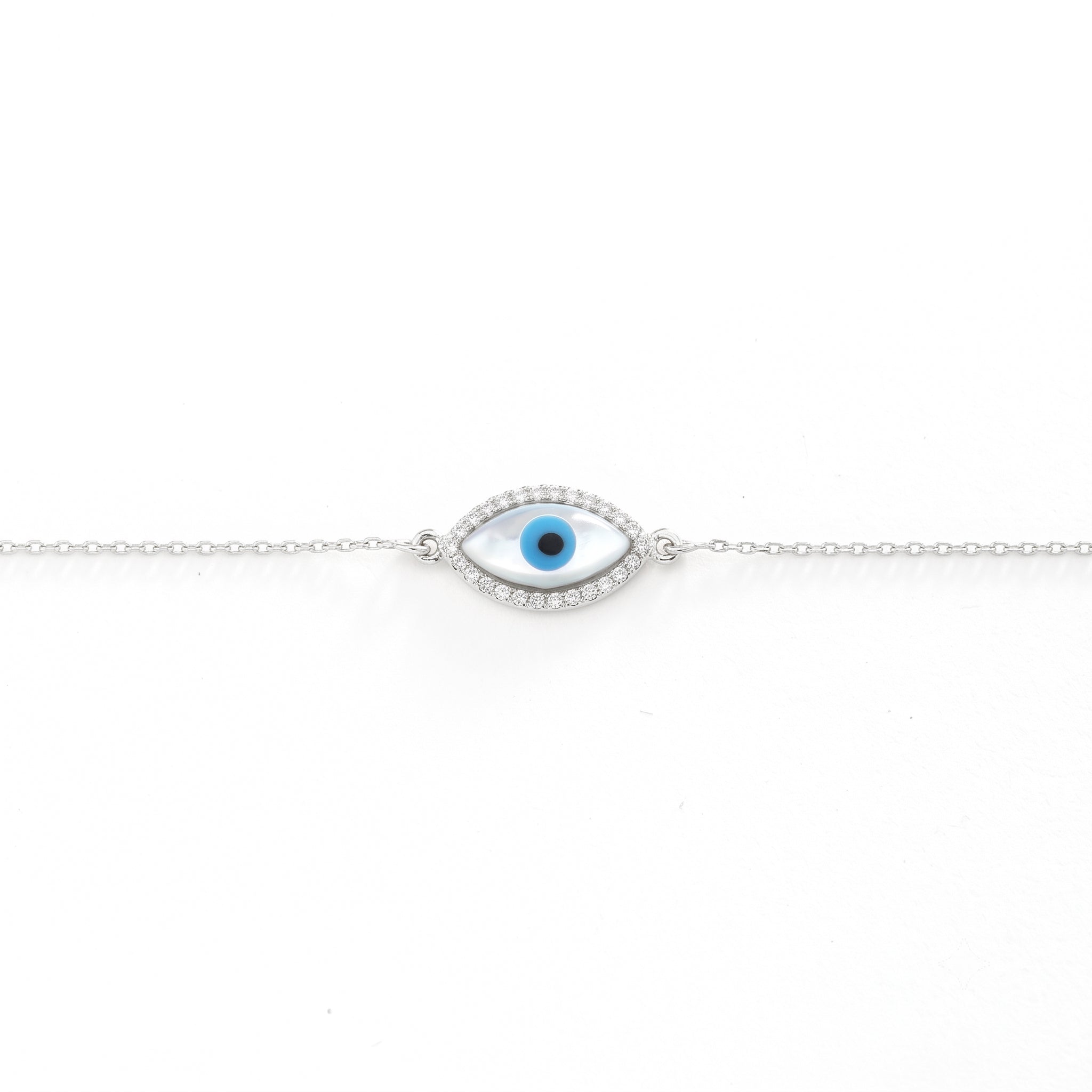 14K Diamond Simulation Evil Eye Bracelet