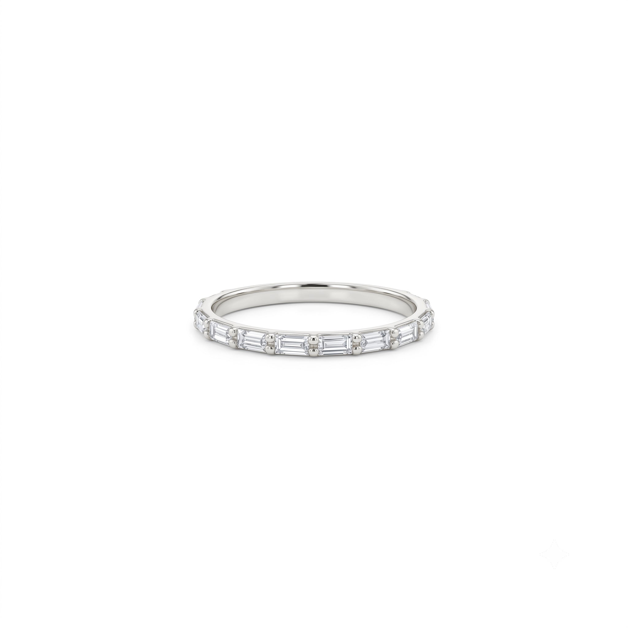 14k Solid Gold Half Eternity Baguette Ring