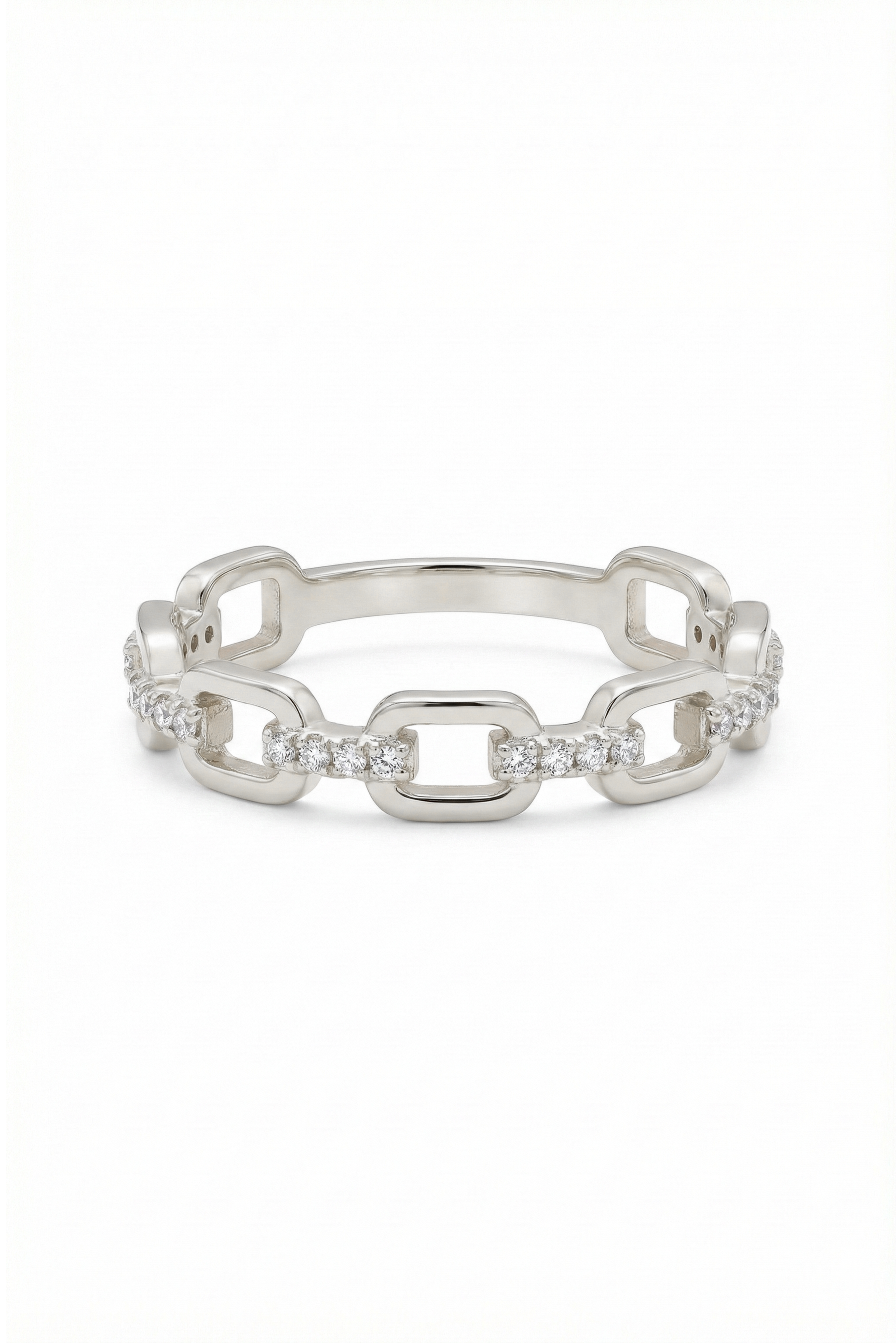 14k Gold Diamond Chain Link Band