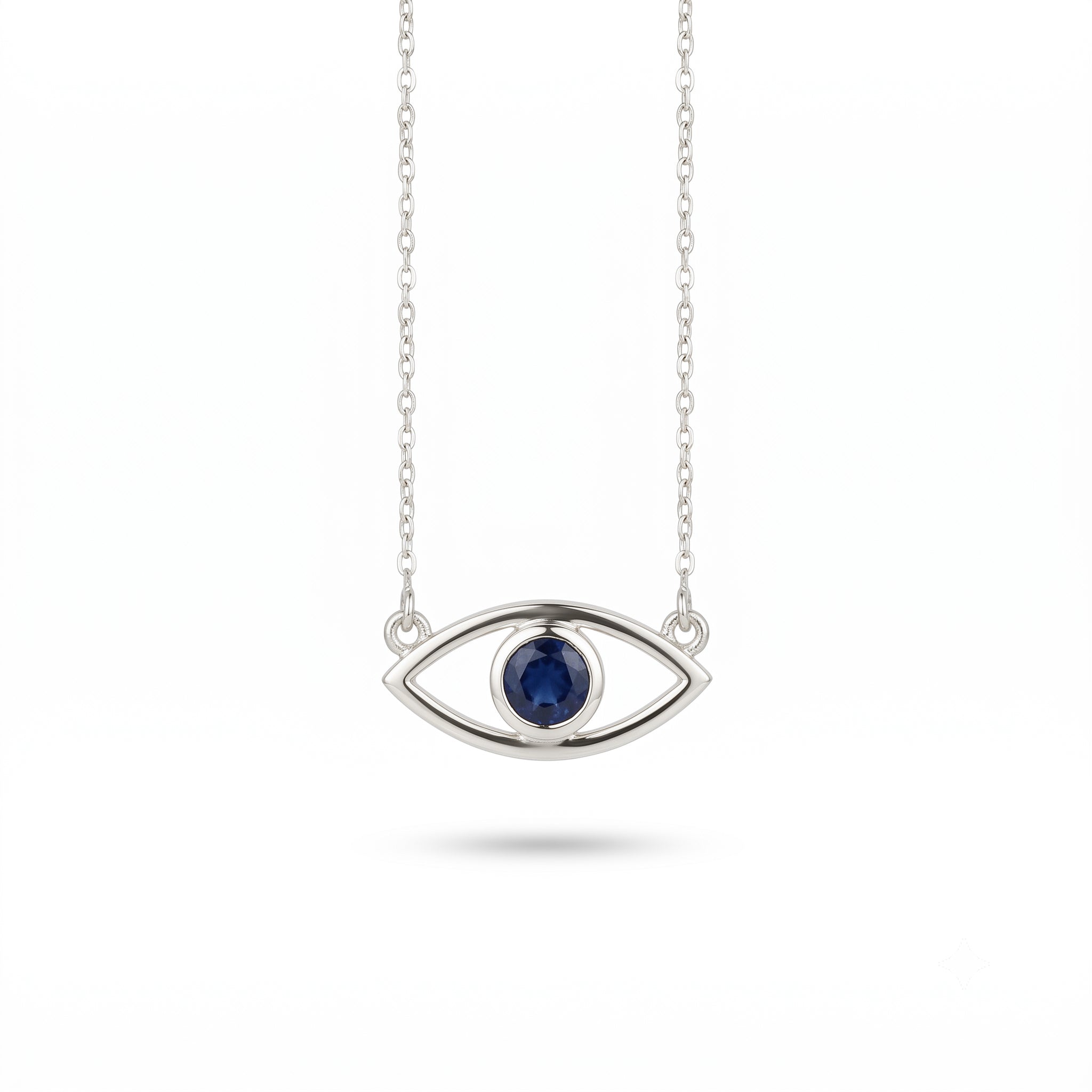 14K Gold Sapphire Evil Eye Necklace