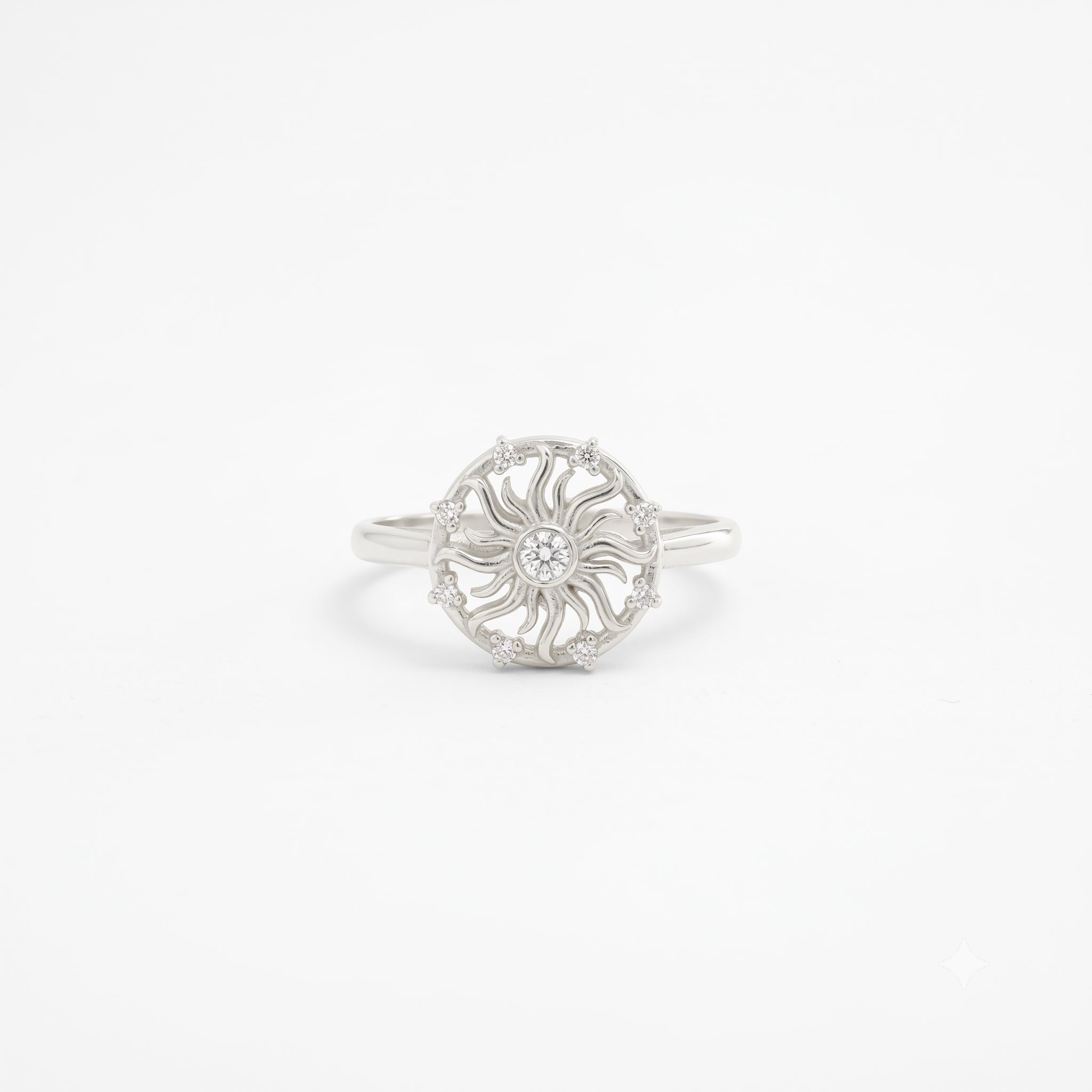 14K Solid Gold Sunburst Ring