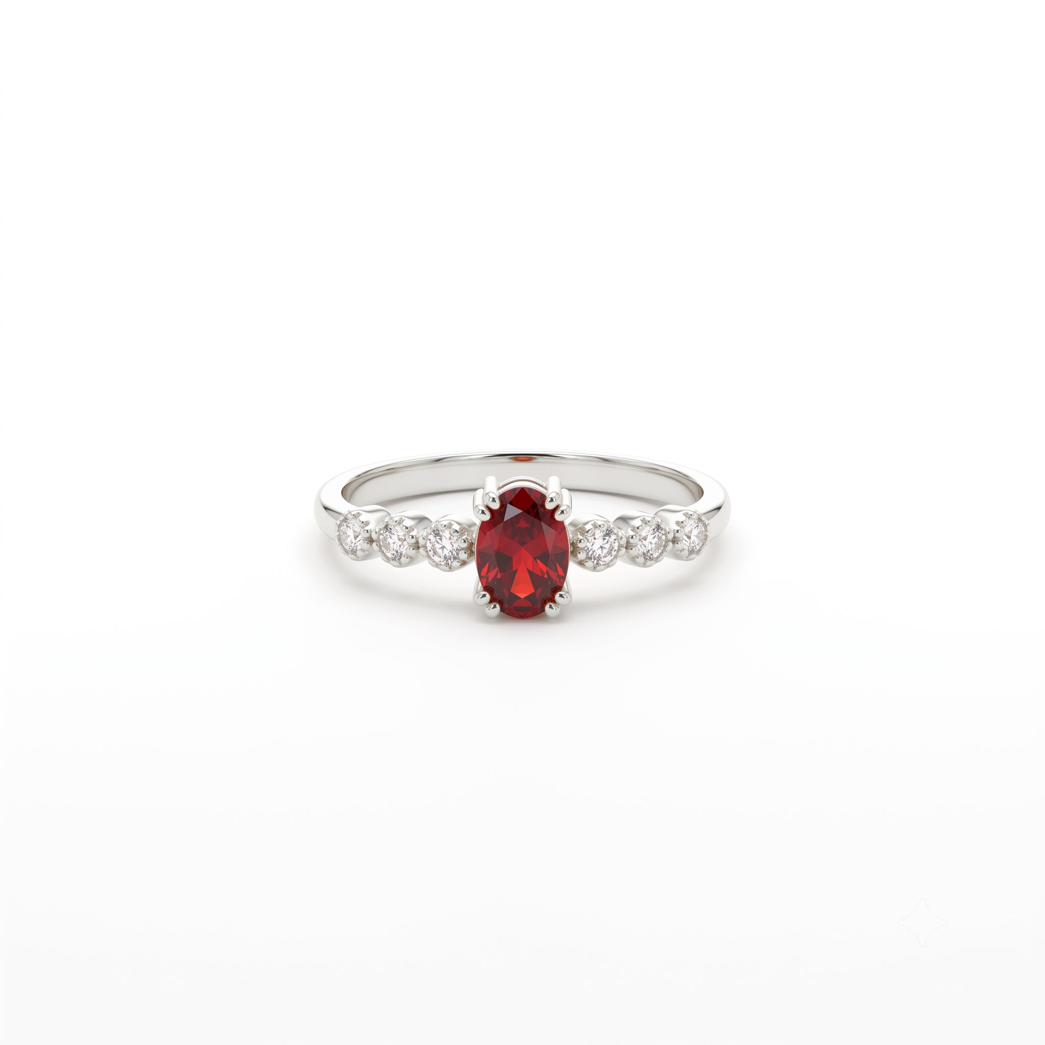 14K Solid Gold Oval Garnet Engagement Ring
