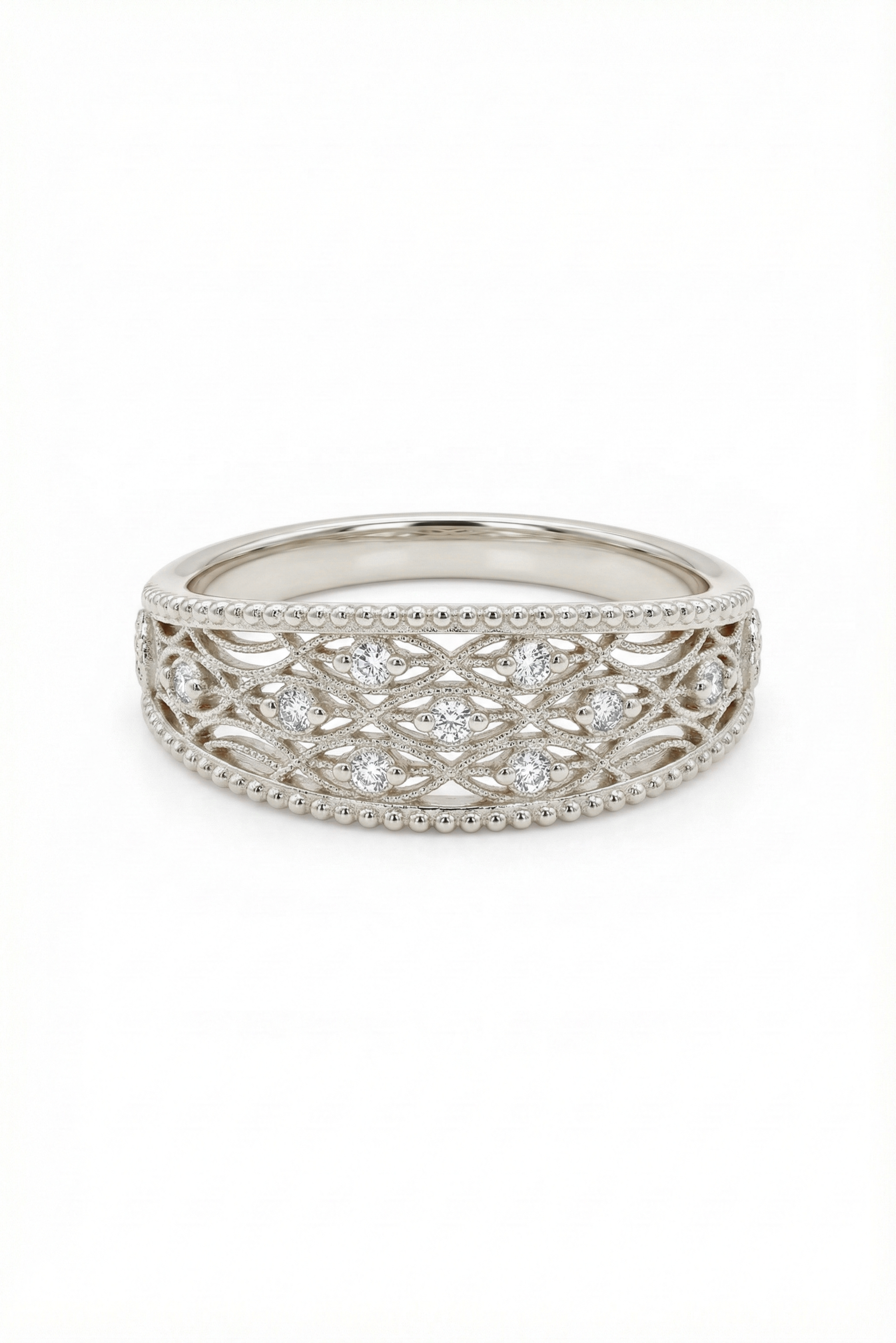 14k Gold Filigree Diamond Band