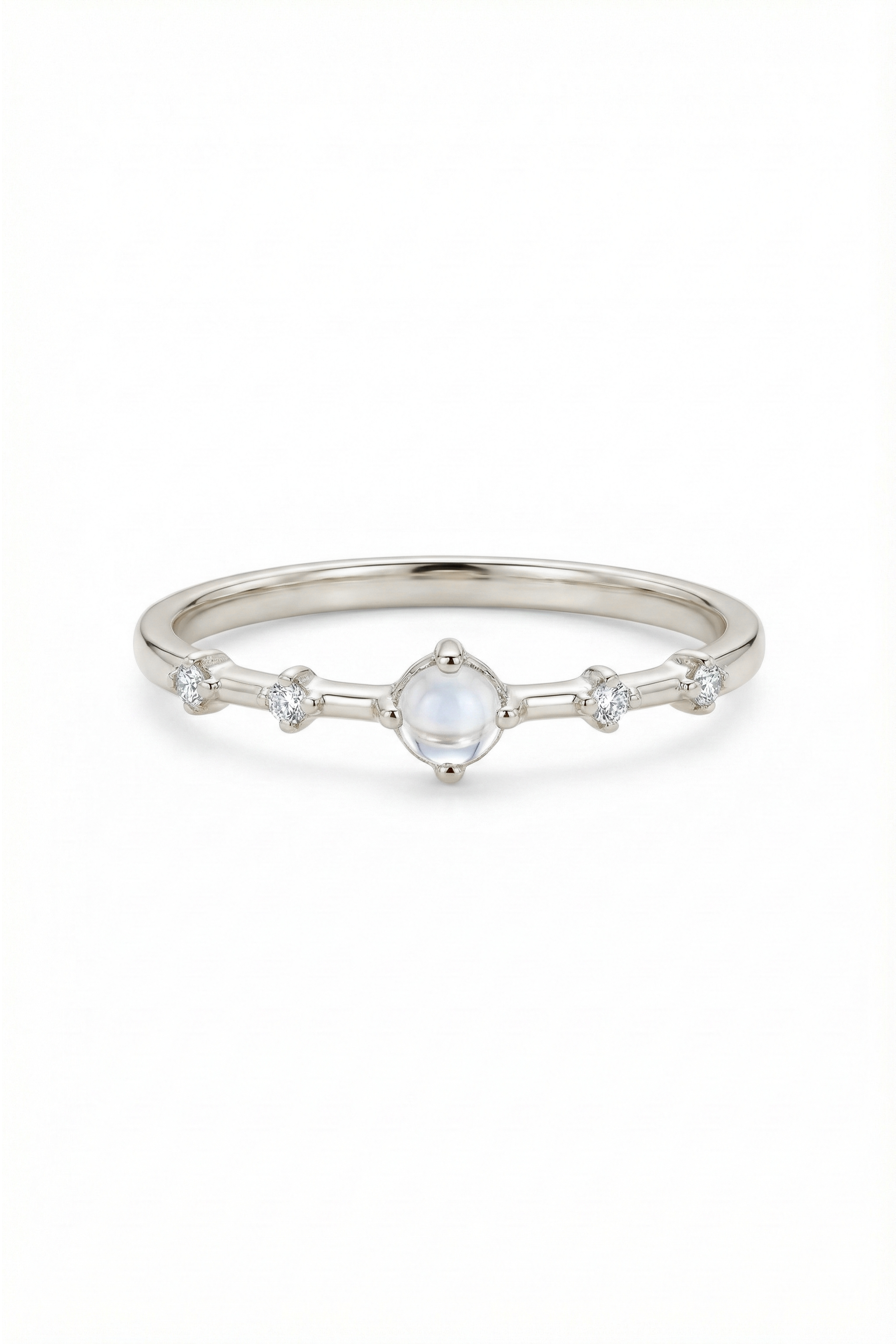 14k Gold Moonstone Dainty Ring