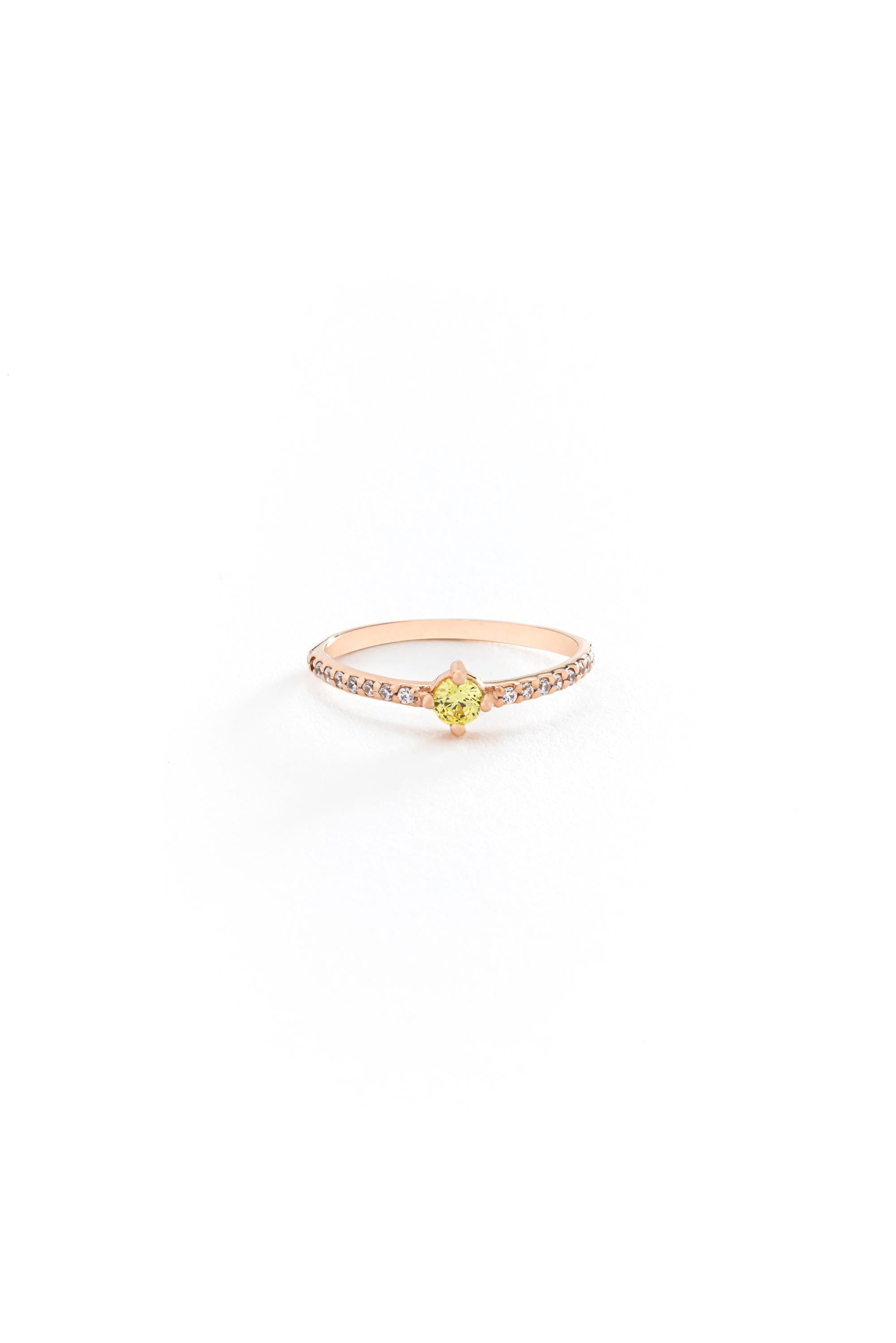 14k Solid Gold Half Eternity Citrine Ring