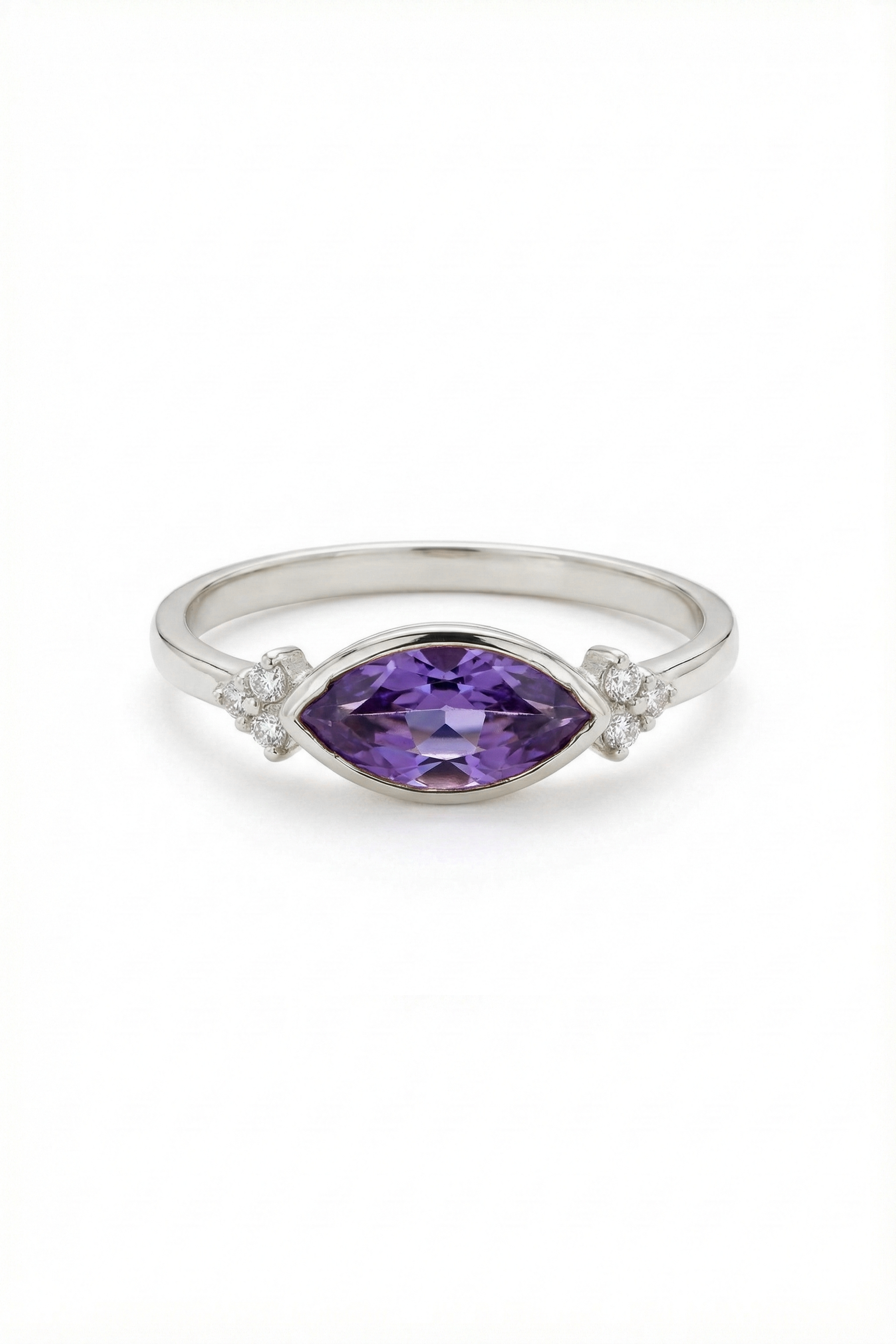 14k Gold Marquise Amethyst Ring