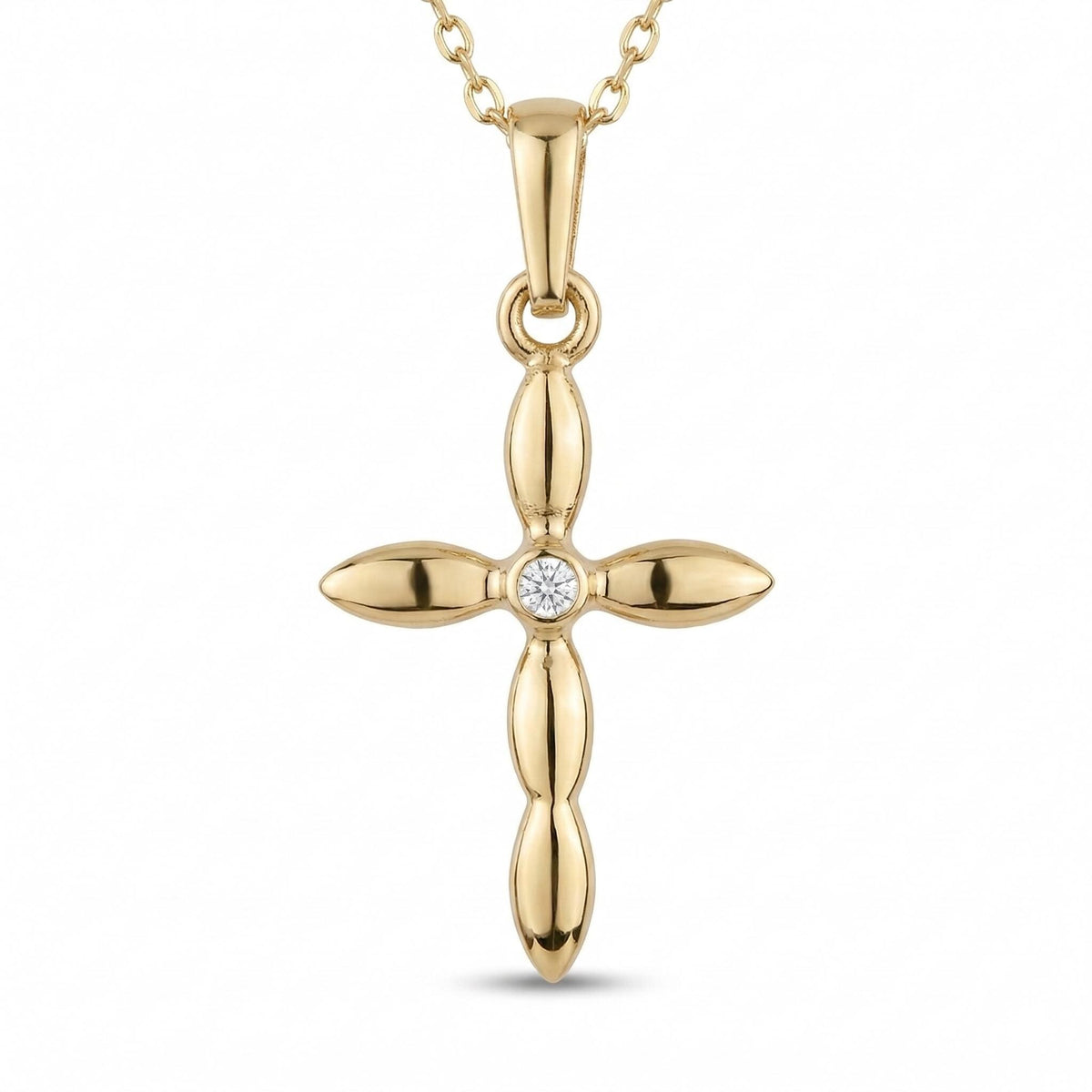 14K Gold Organic Texture Cross Necklace