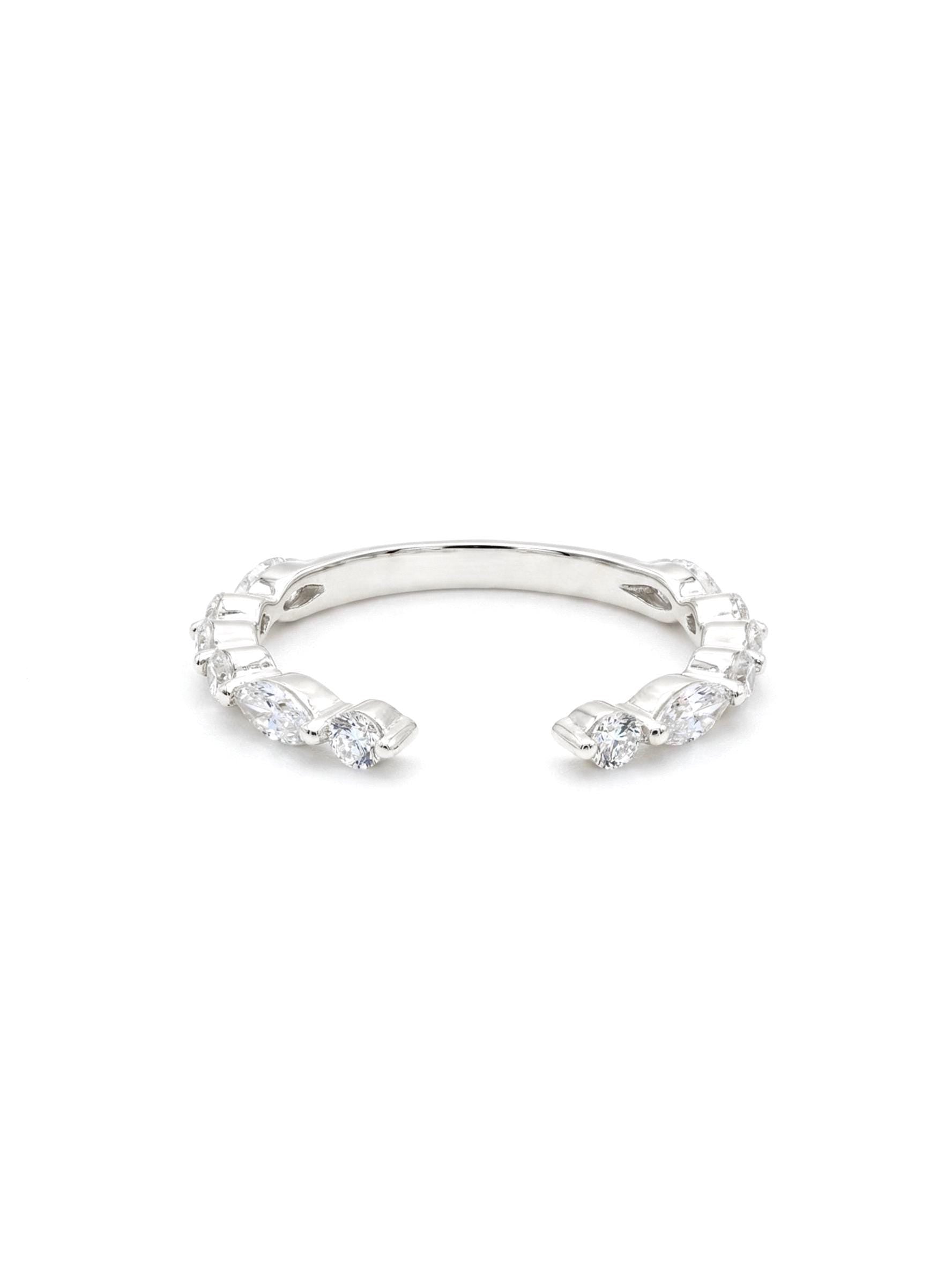 14K Gold CZ Open Band Ring