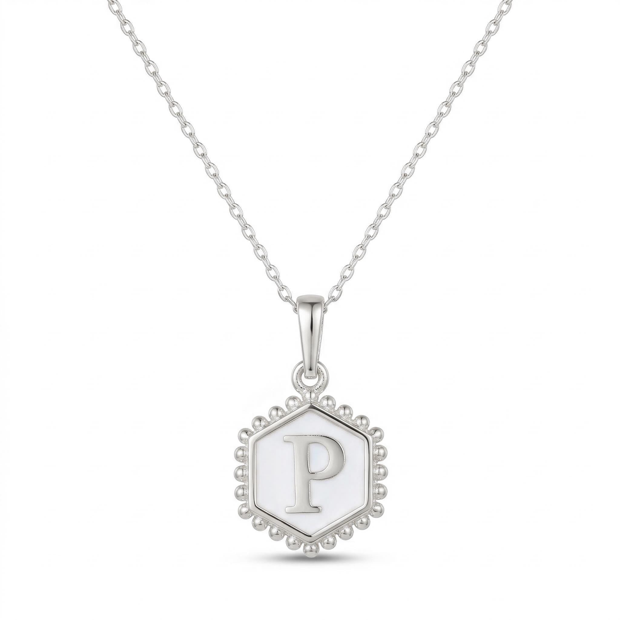 14K Gold Initial Hexagon Necklace