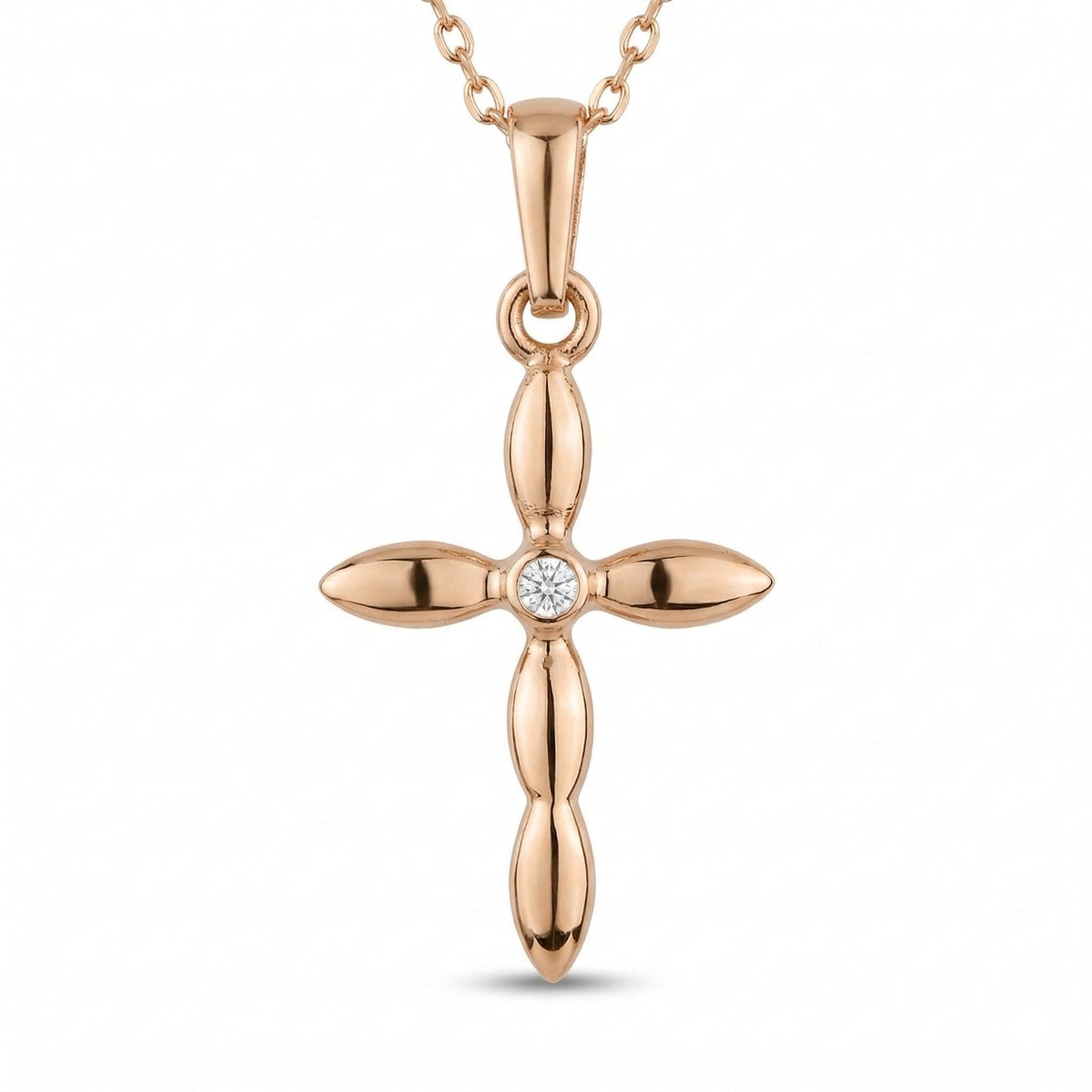14K Gold Organic Texture Cross Necklace