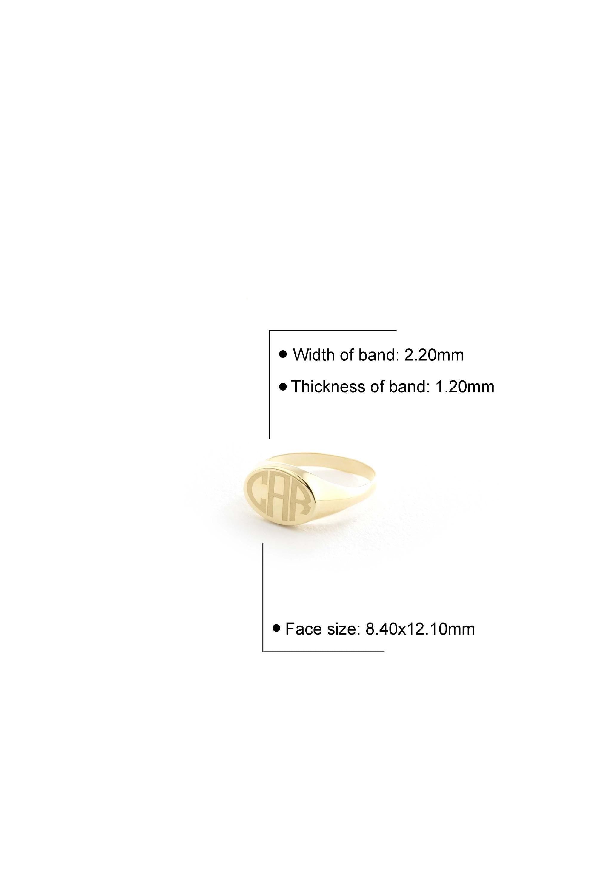 14K Small Gold Monogram Signet Ring
