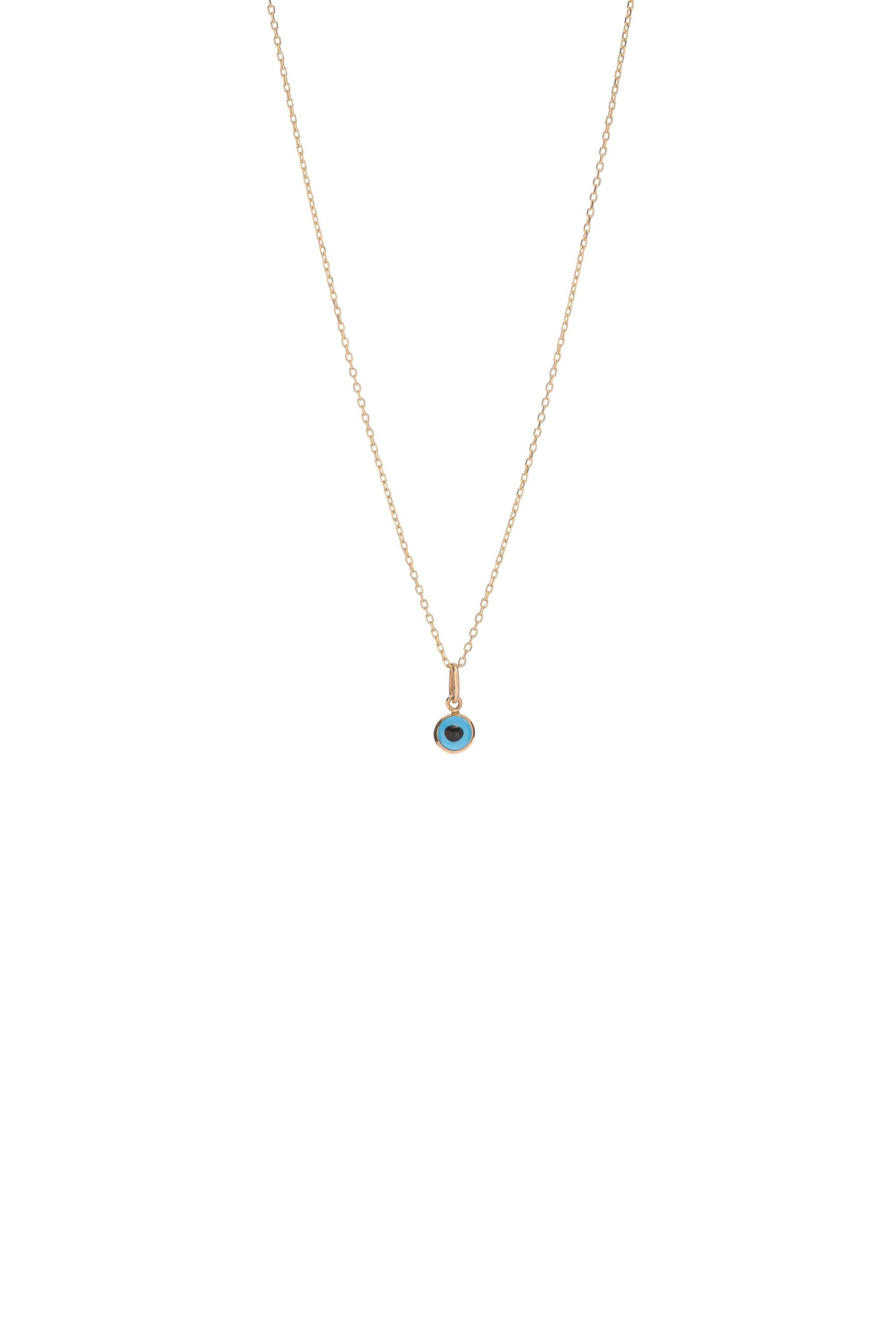 14K Solid Gold Evil Eye Necklace