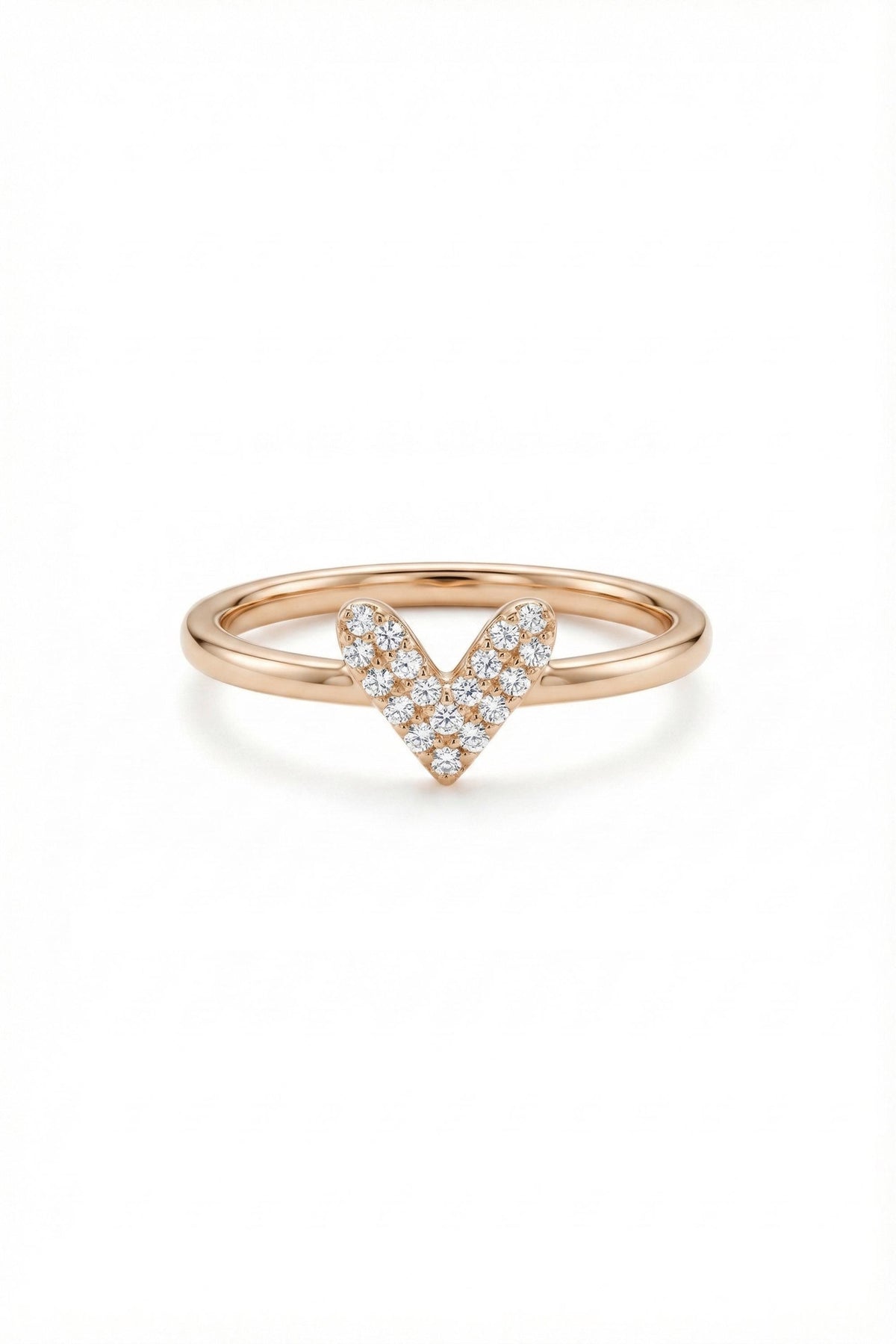 14K Gold Pavé V Chevron Stacking Ring