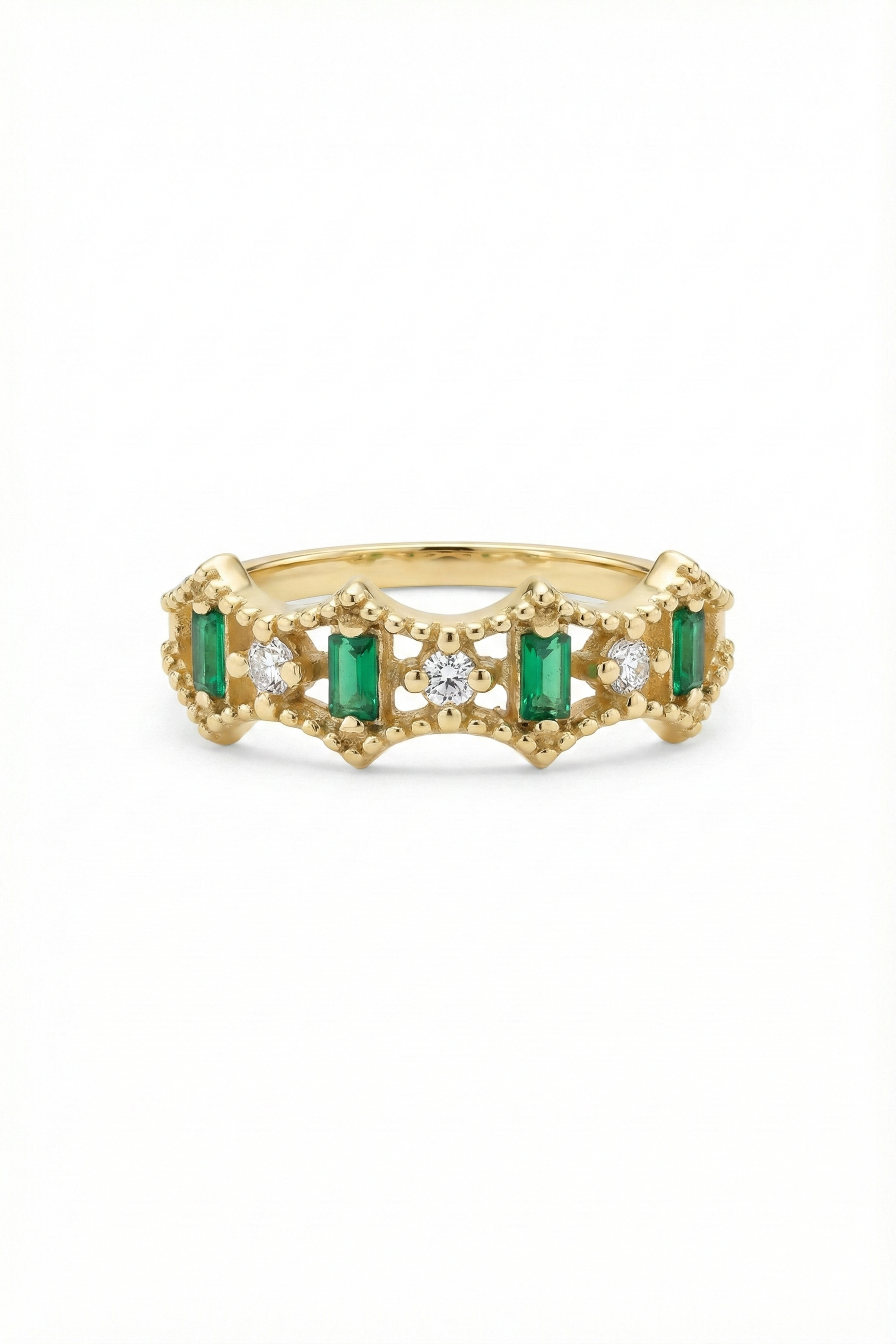 14k Gold Verdant Tiara Emerald Ring