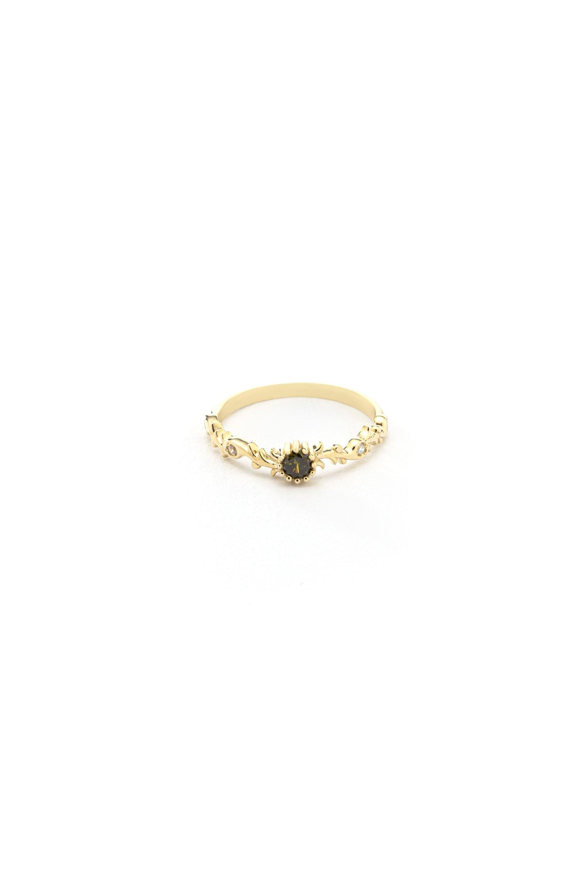 14K Solid Gold 3mm Peridot Ring