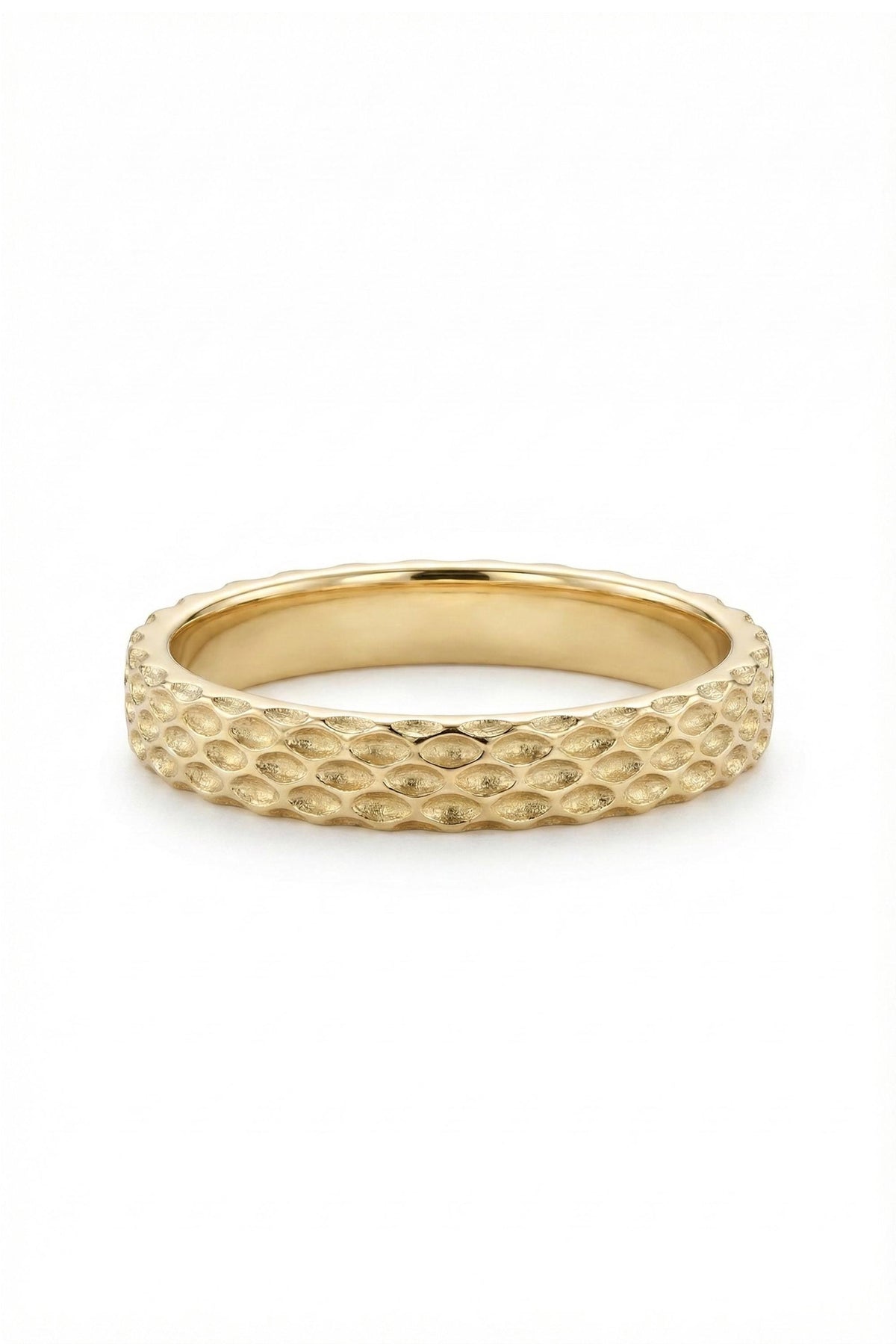 14K Gold Hobnail Pyramid Textured Stacking Band