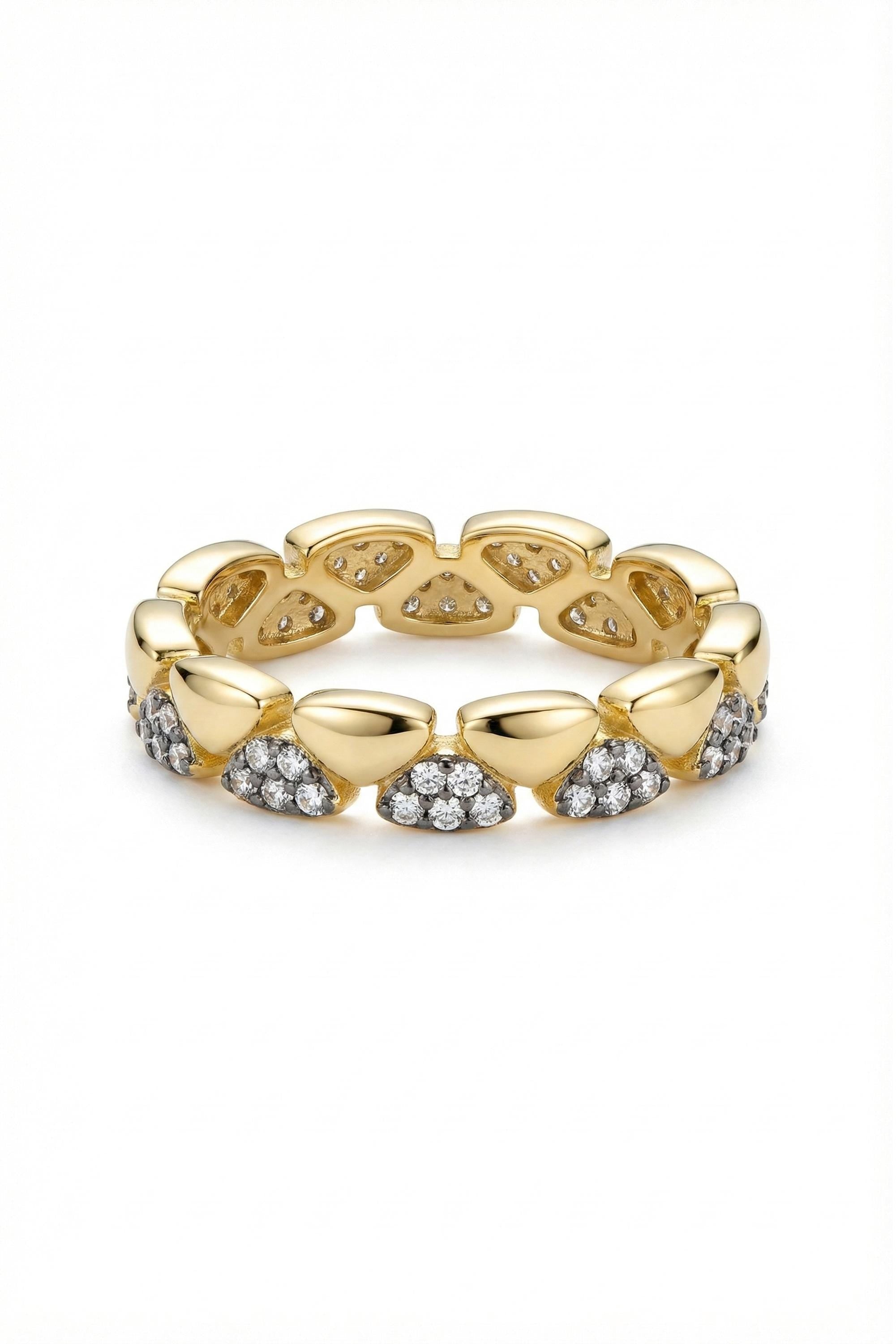14K Gold Geometric Alternating Pavé Eternity Band