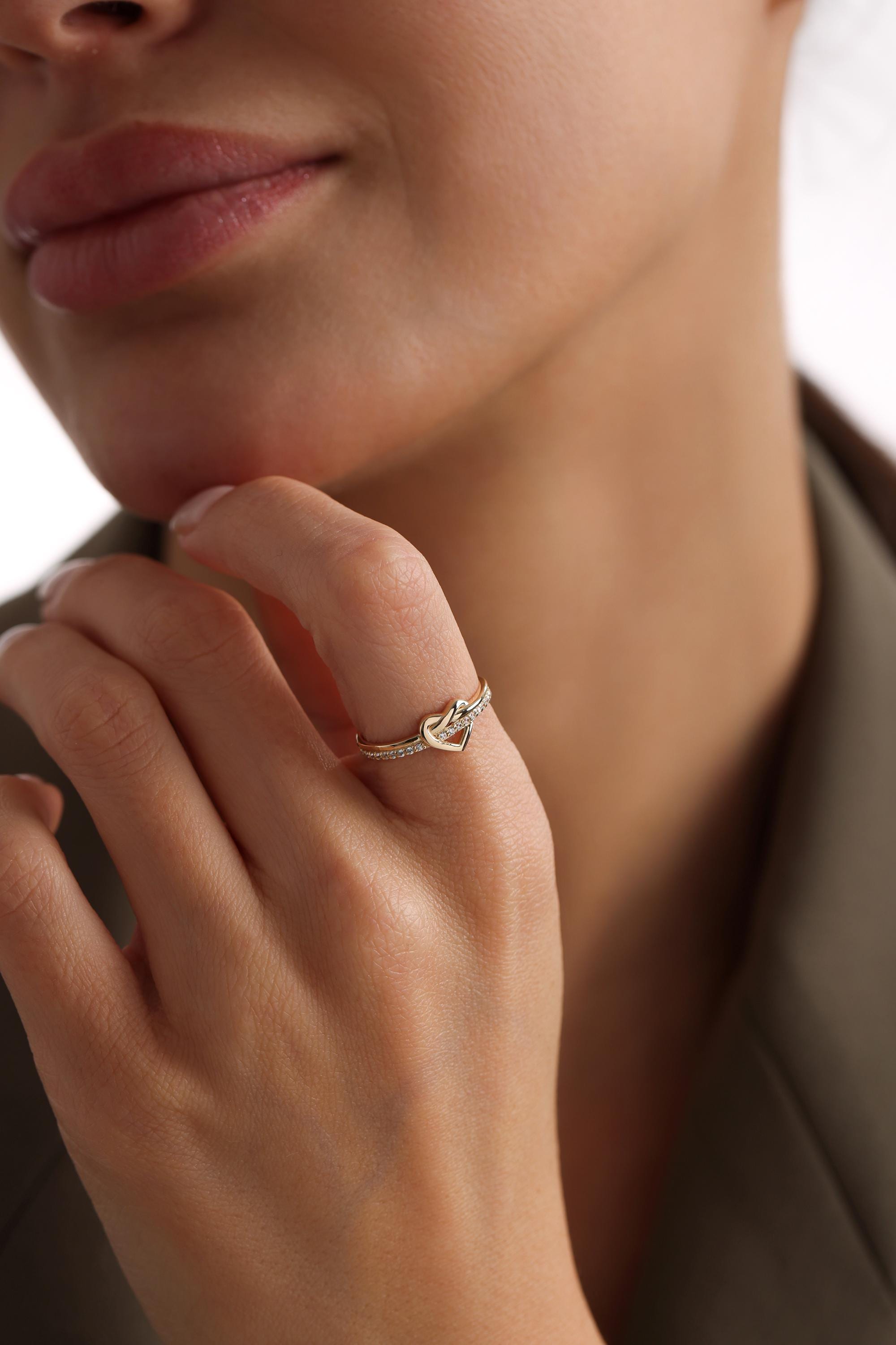 14K Solid Gold Heart Ring