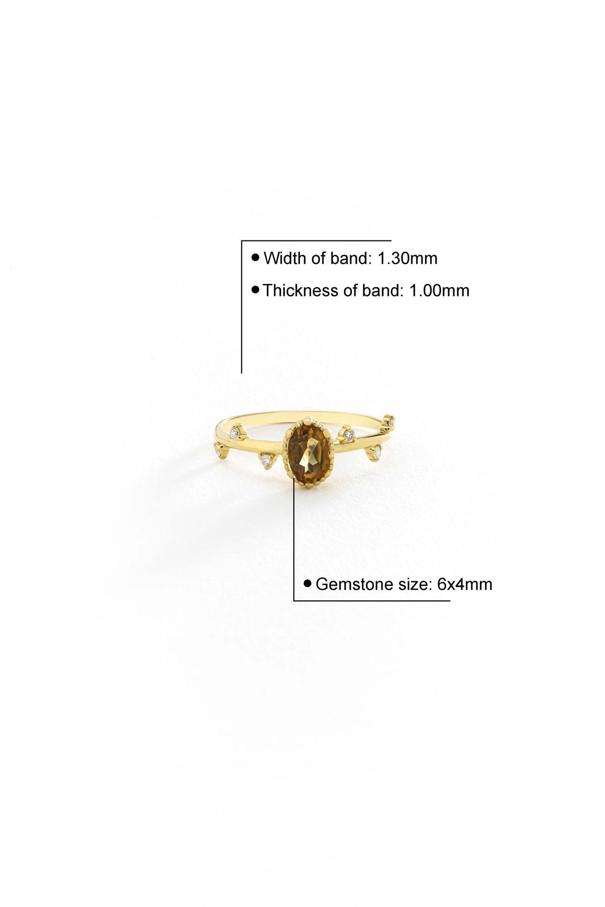 14K Gold Oval Tiger Eye Vine Ring