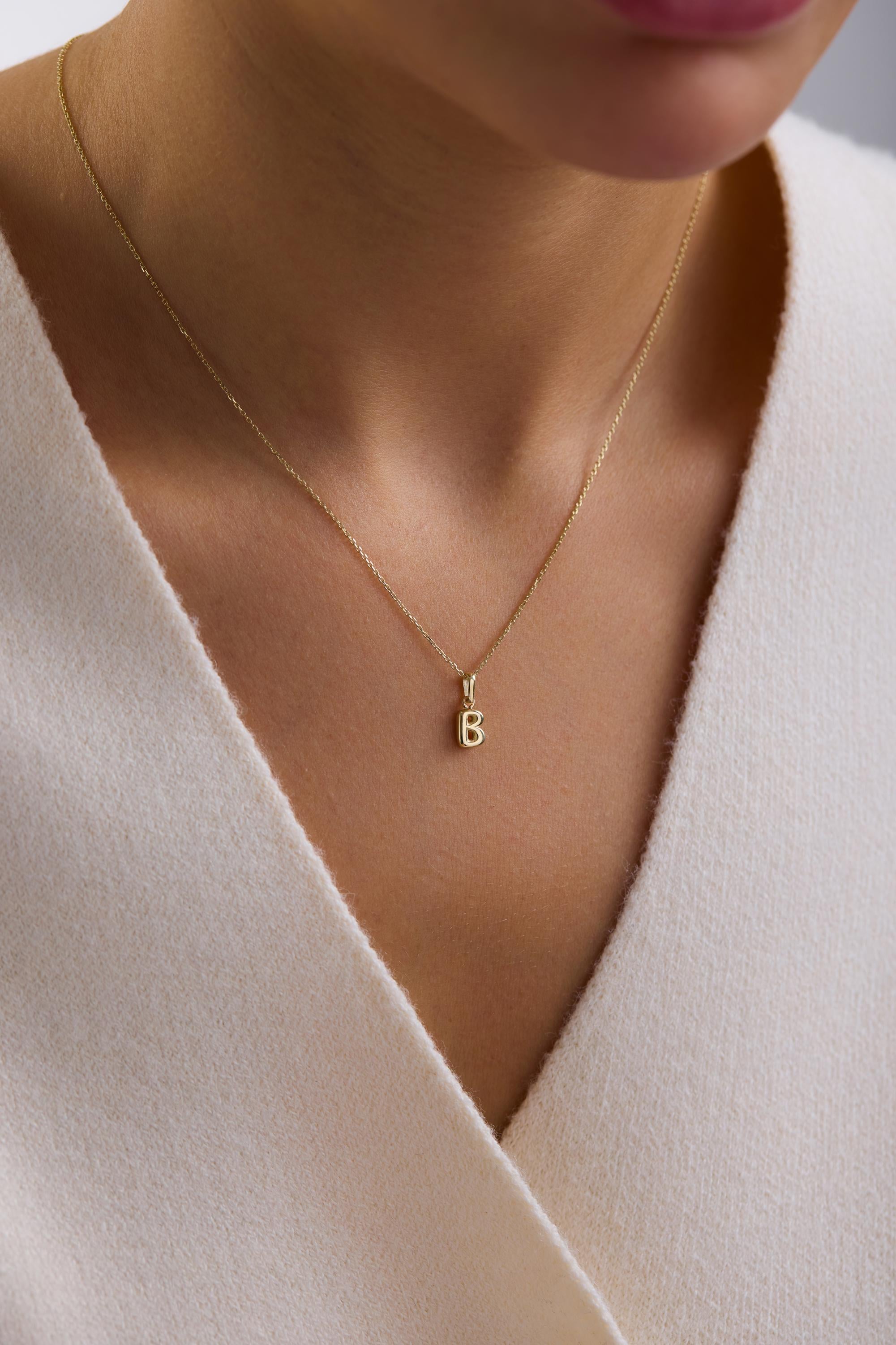 14K Gold Minimal Initial Necklace