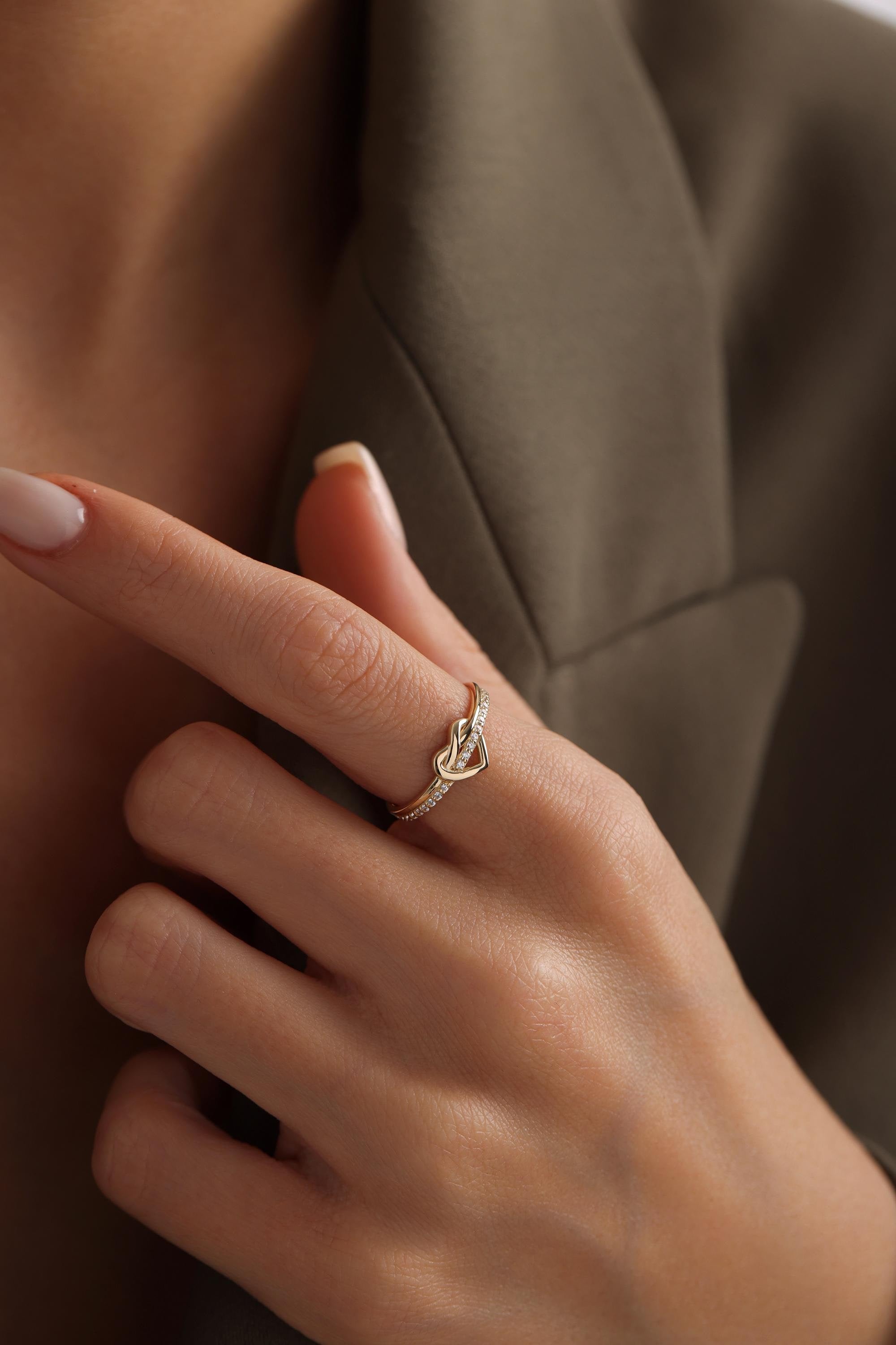 14K Solid Gold Heart Ring