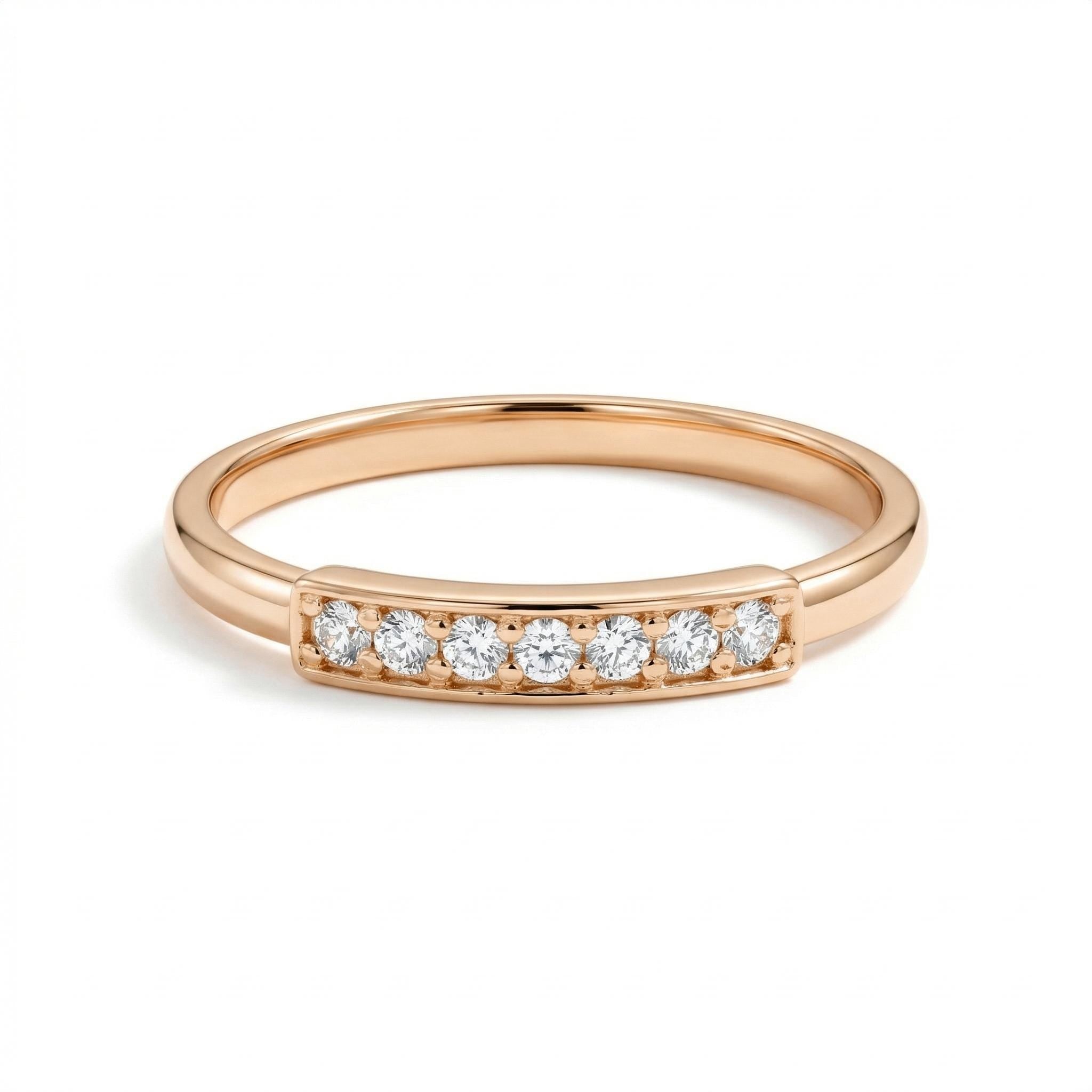 14K Gold Diamond Band Dainty Ring