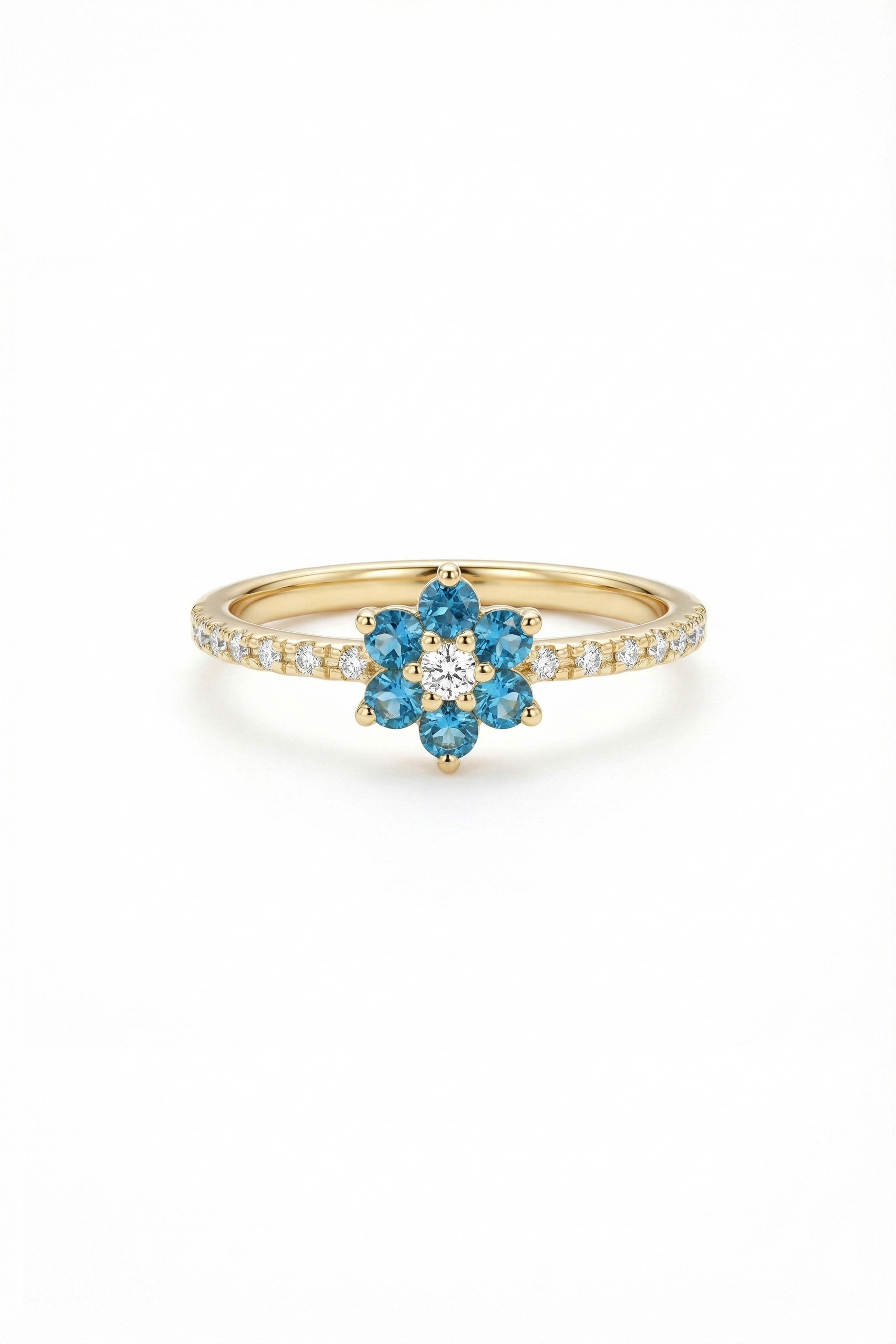 14k Gold Midnight Bloom Sapphire Ring