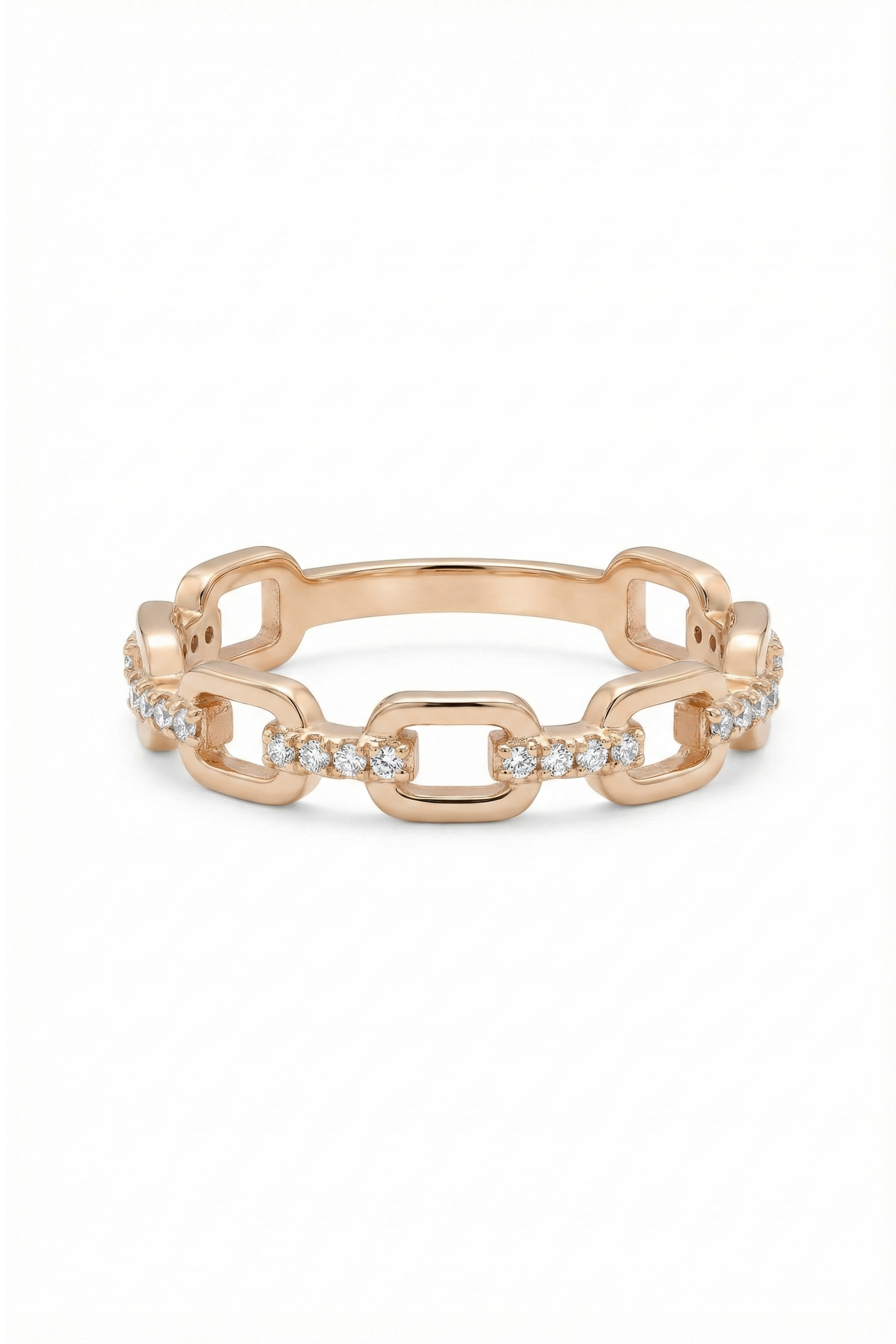 14k Gold Diamond Chain Link Band