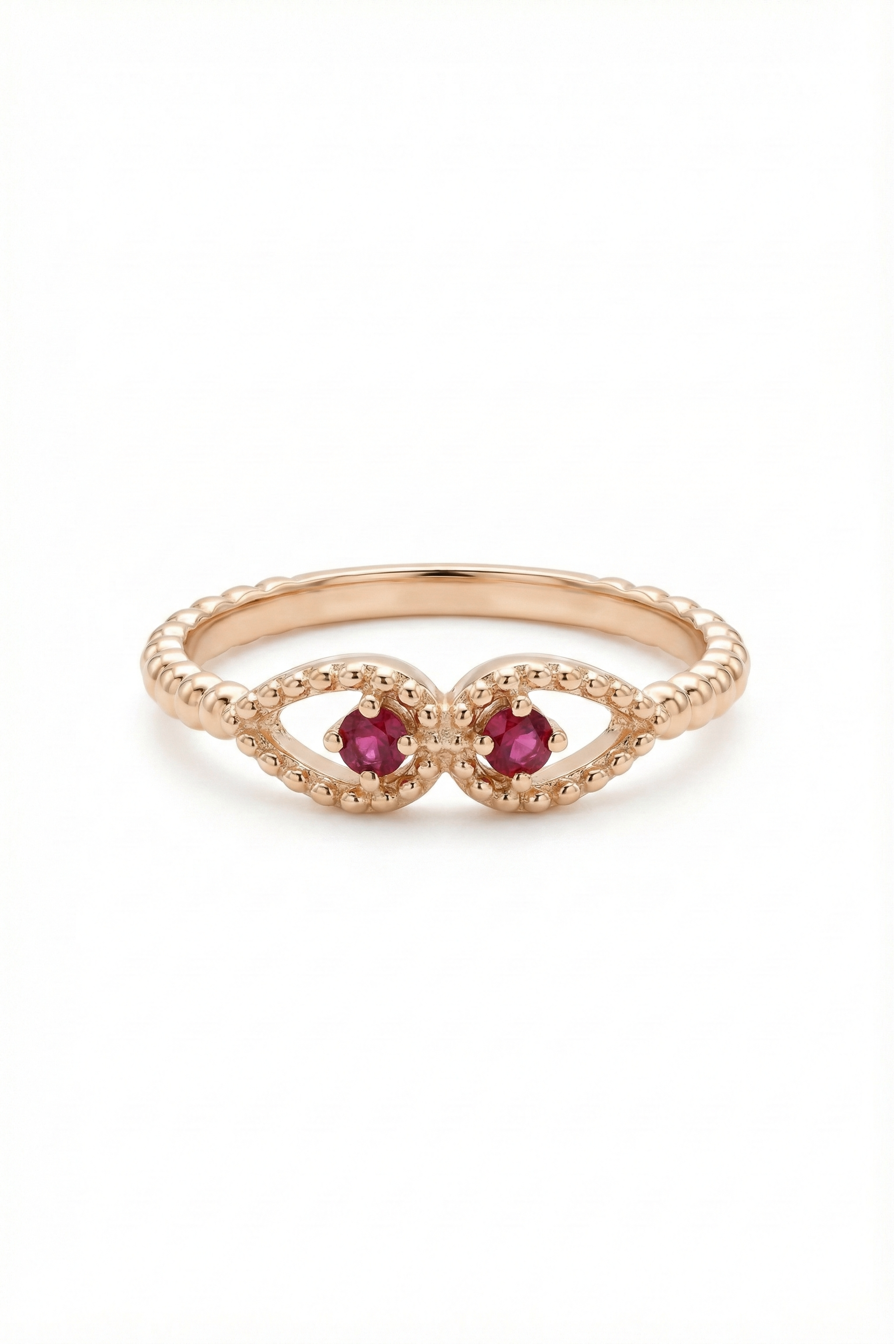 14k Gold Eternal Eyes Rhodolite Ring