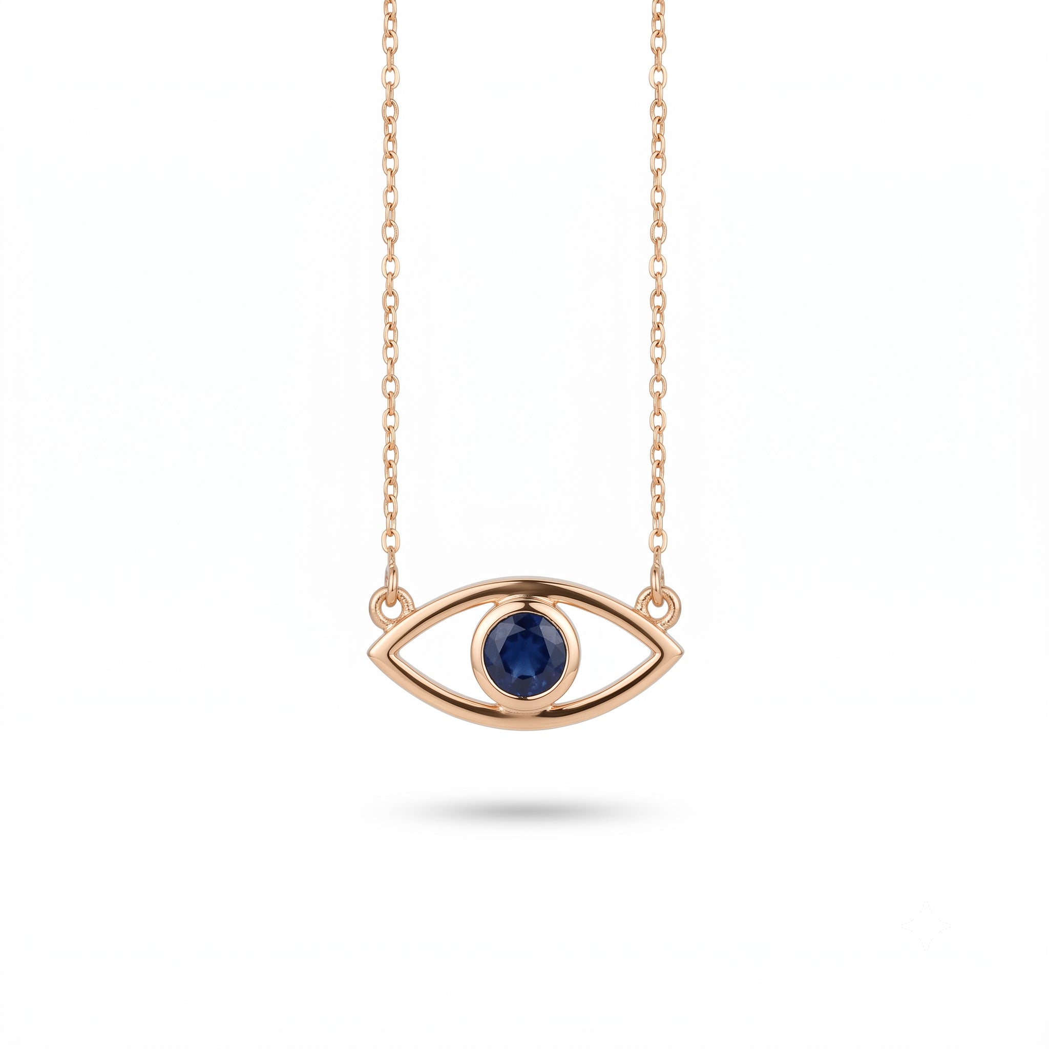 14K Gold Sapphire Evil Eye Necklace