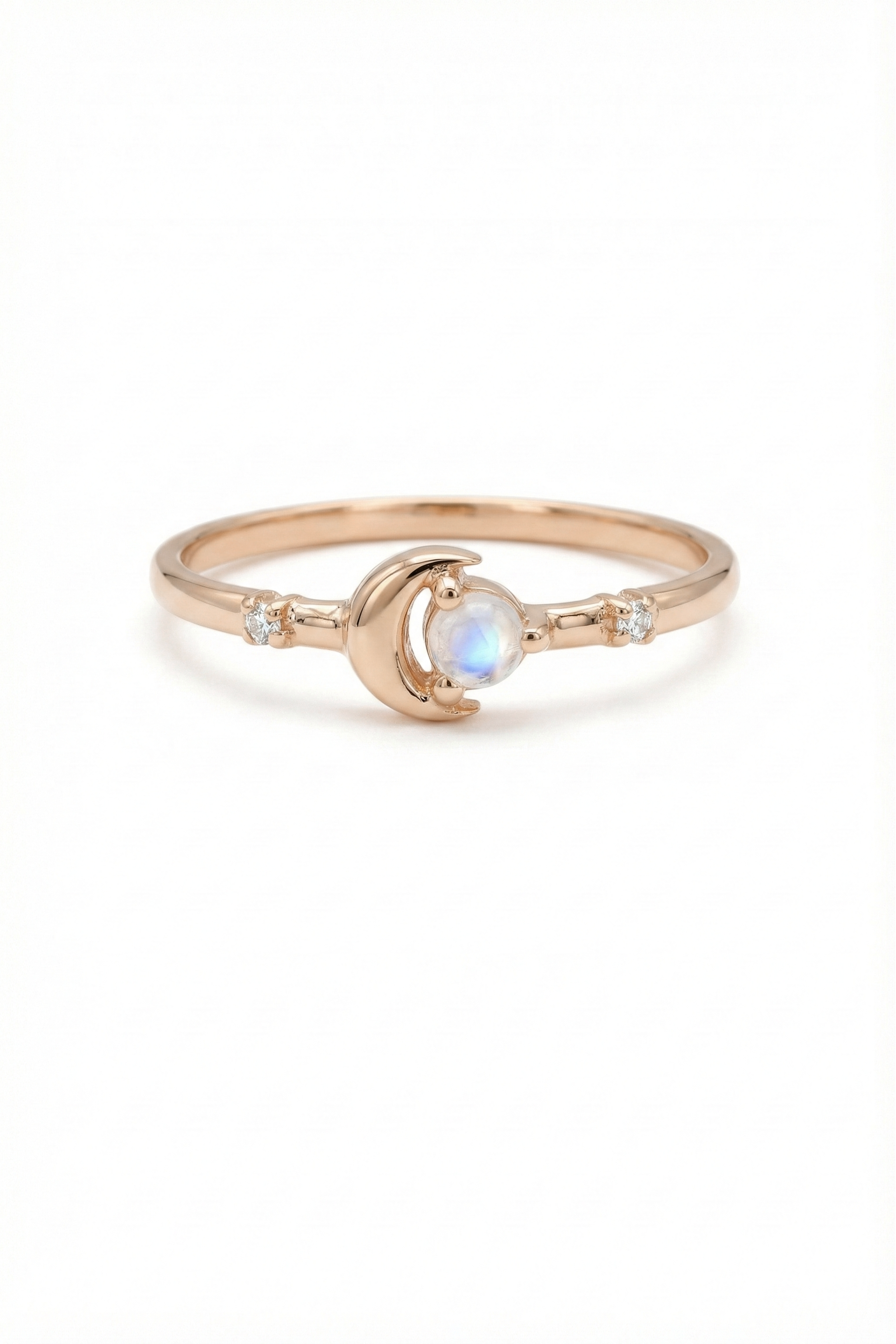14k Gold Luna Charm Ring