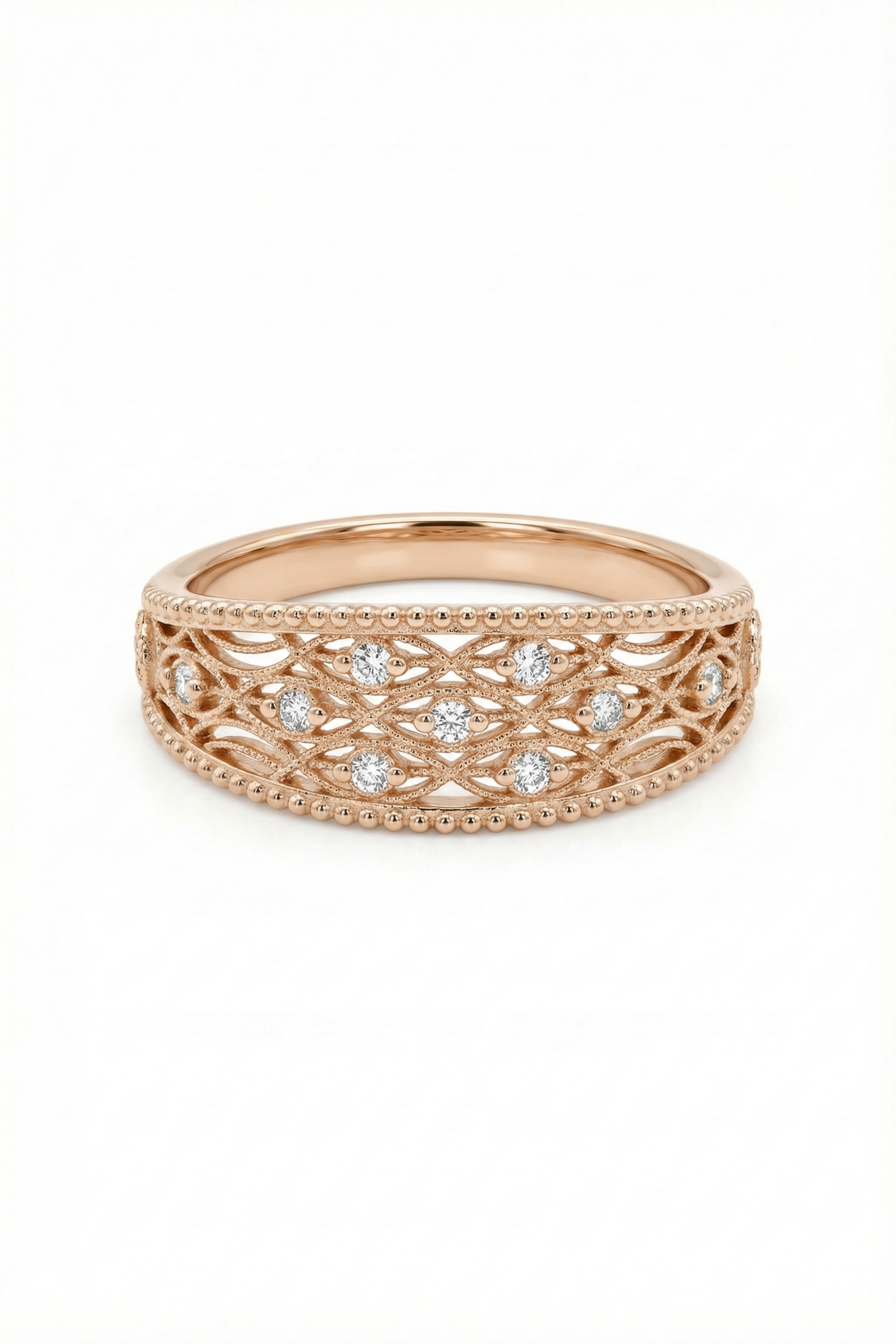 14k Gold Filigree Diamond Band