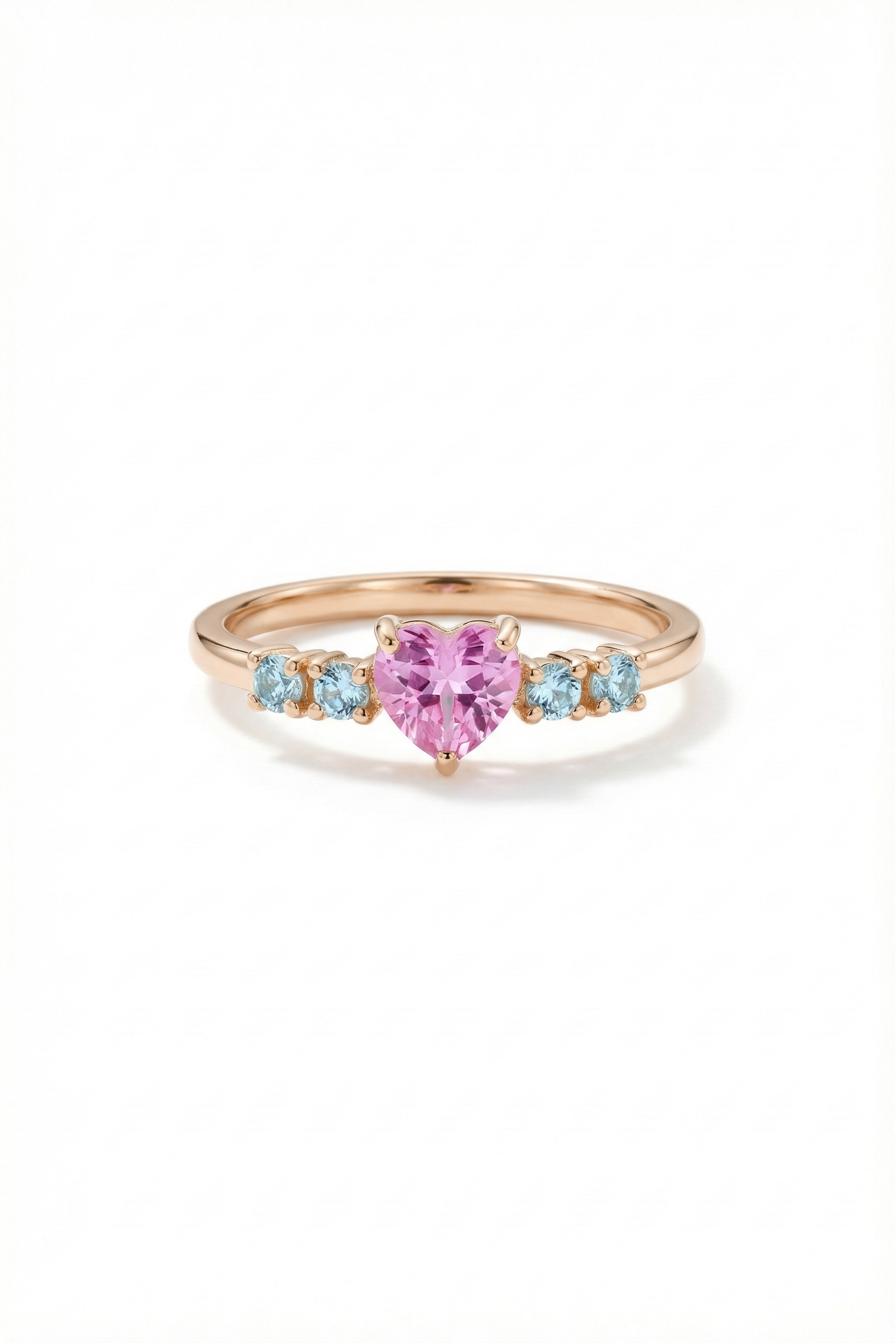 14k Gold Blush Heart Pink Sapphire Ring
