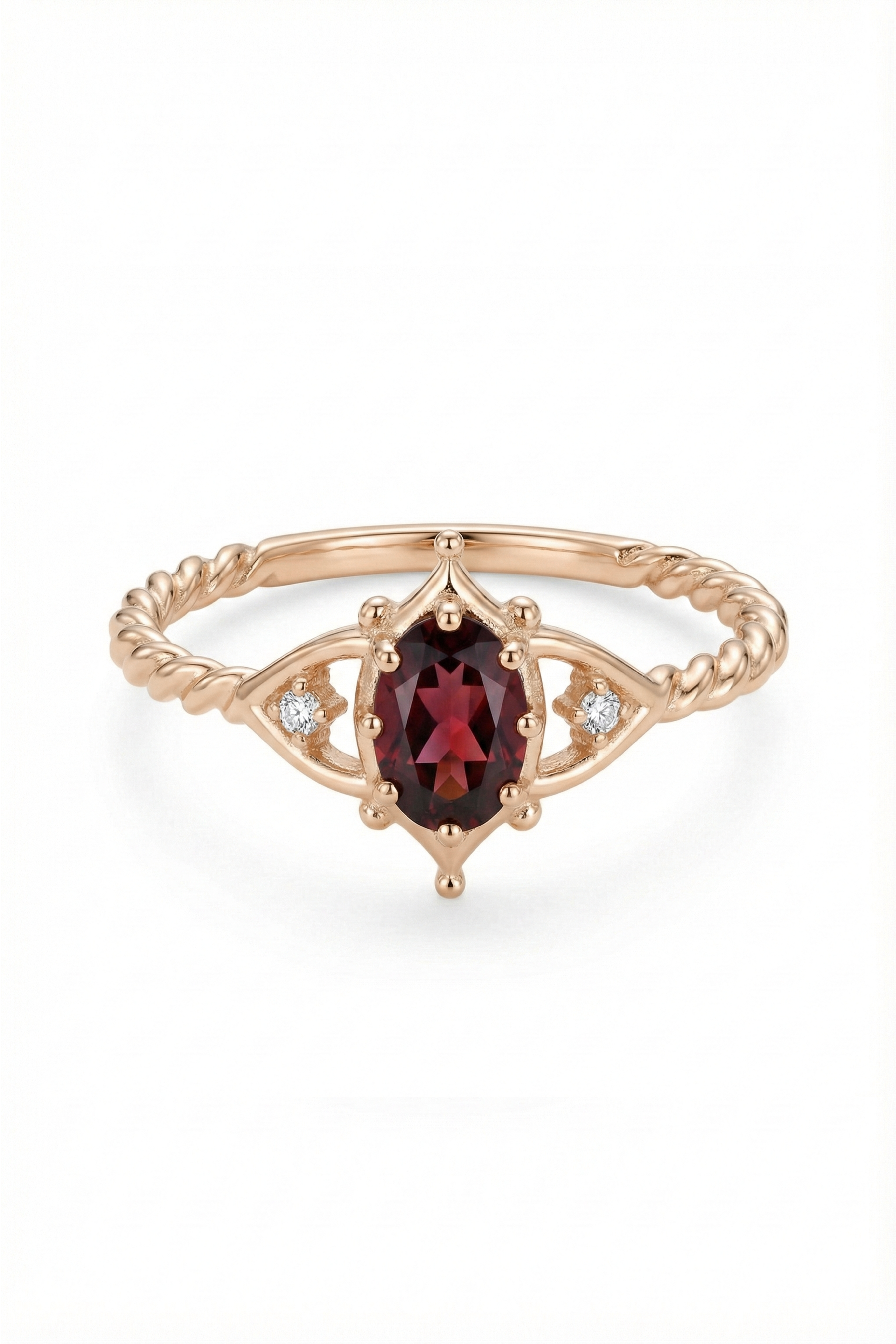 14k Gold Oval Rhodolite Ring